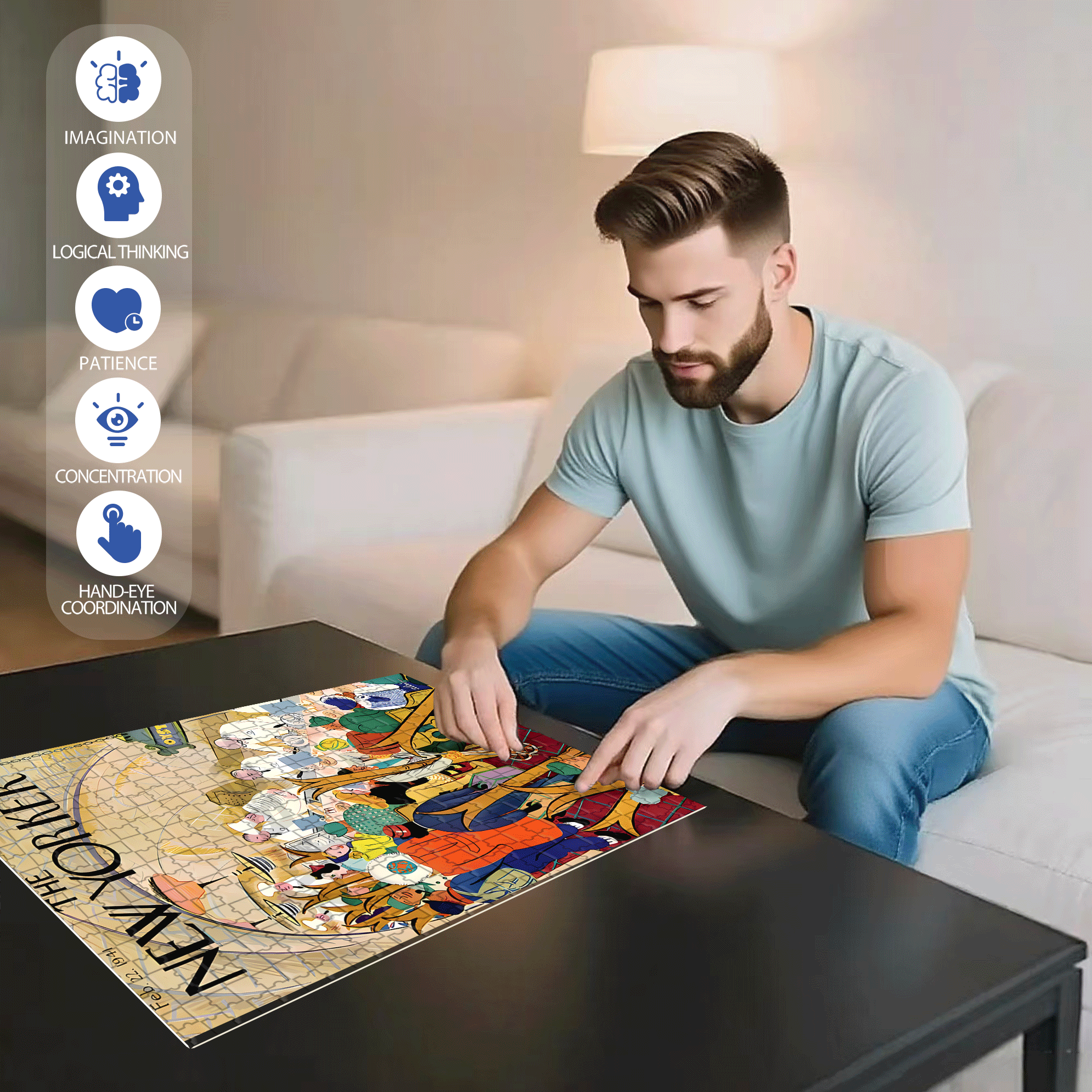 Tourist Restaurant 500pcs/1000pcs Jigsaw Puzzle, Scratch-Resistant, Interactive Family Game & Brain-Boosting DIY Decor, Perfect for Halloween, Christmas & New Year Gifts, Family Puzzle Game