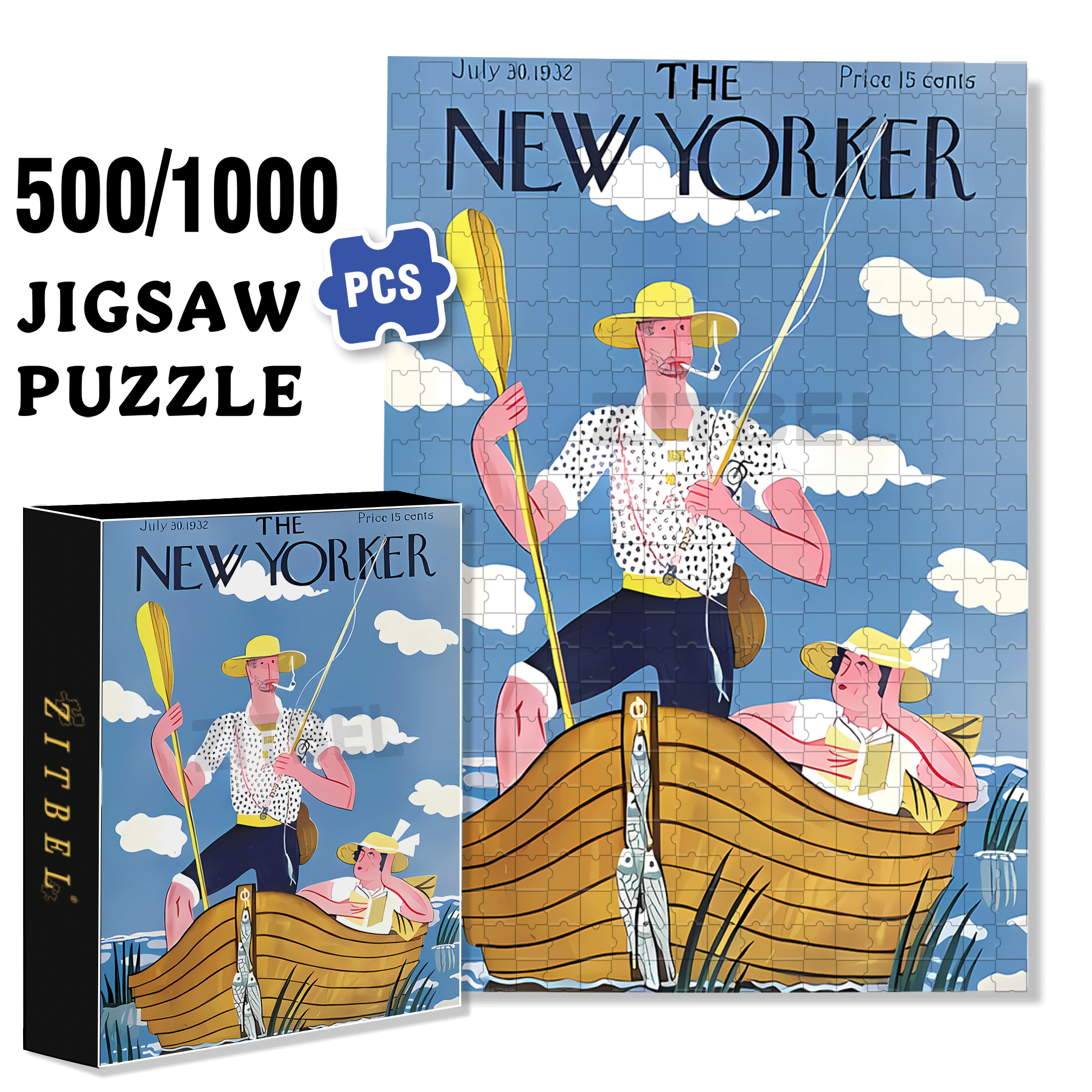 Tracking Giant Fish 500pcs/1000pcs Jigsaw Puzzle, Scratch-Resistant, Interactive Family Game & Brain-Boosting DIY Decor, Perfect for Halloween, Christmas & New Year Gifts, Family Puzzle Game