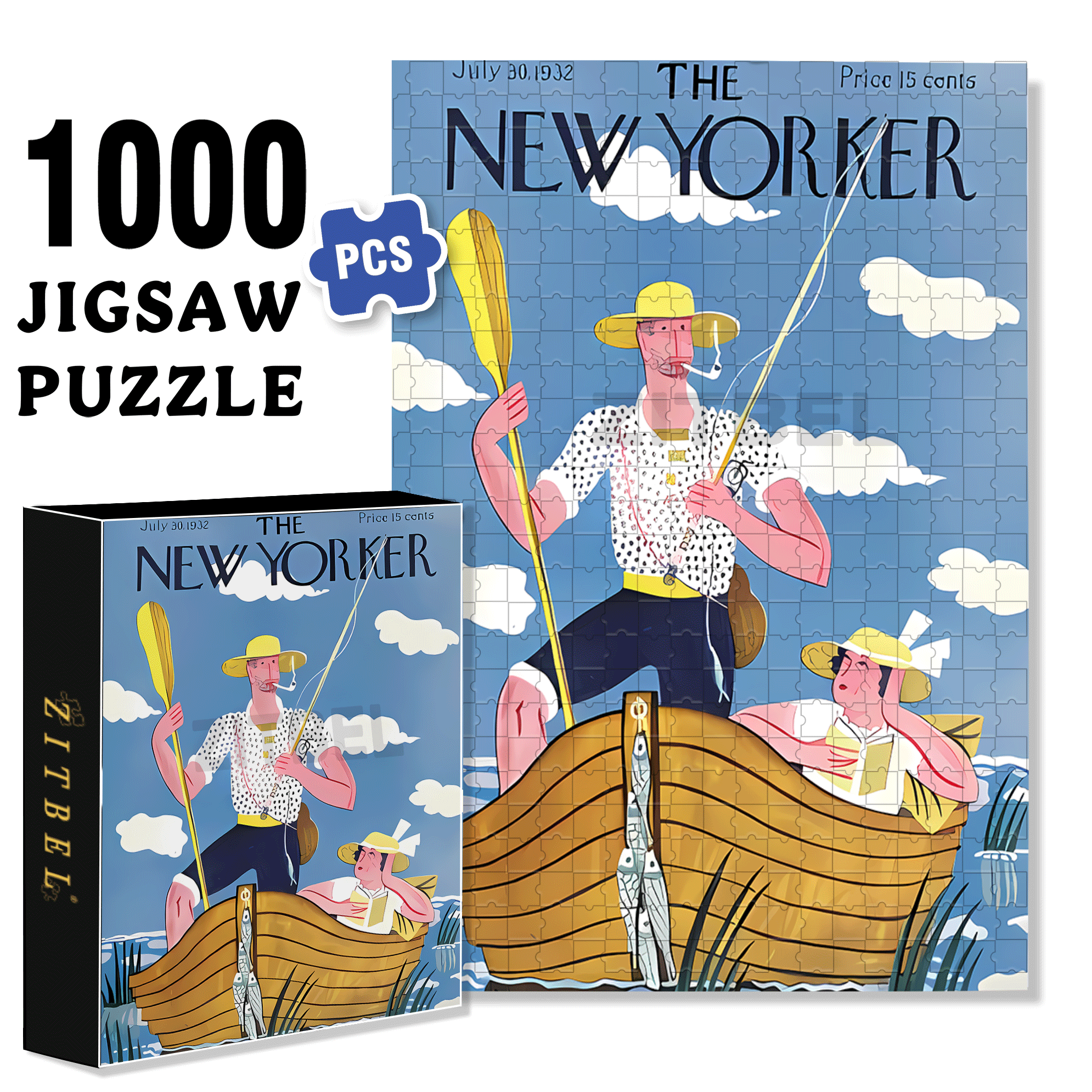 Tracking Giant Fish 500pcs/1000pcs Jigsaw Puzzle, Scratch-Resistant, Interactive Family Game & Brain-Boosting DIY Decor, Perfect for Halloween, Christmas & New Year Gifts, Family Puzzle Game