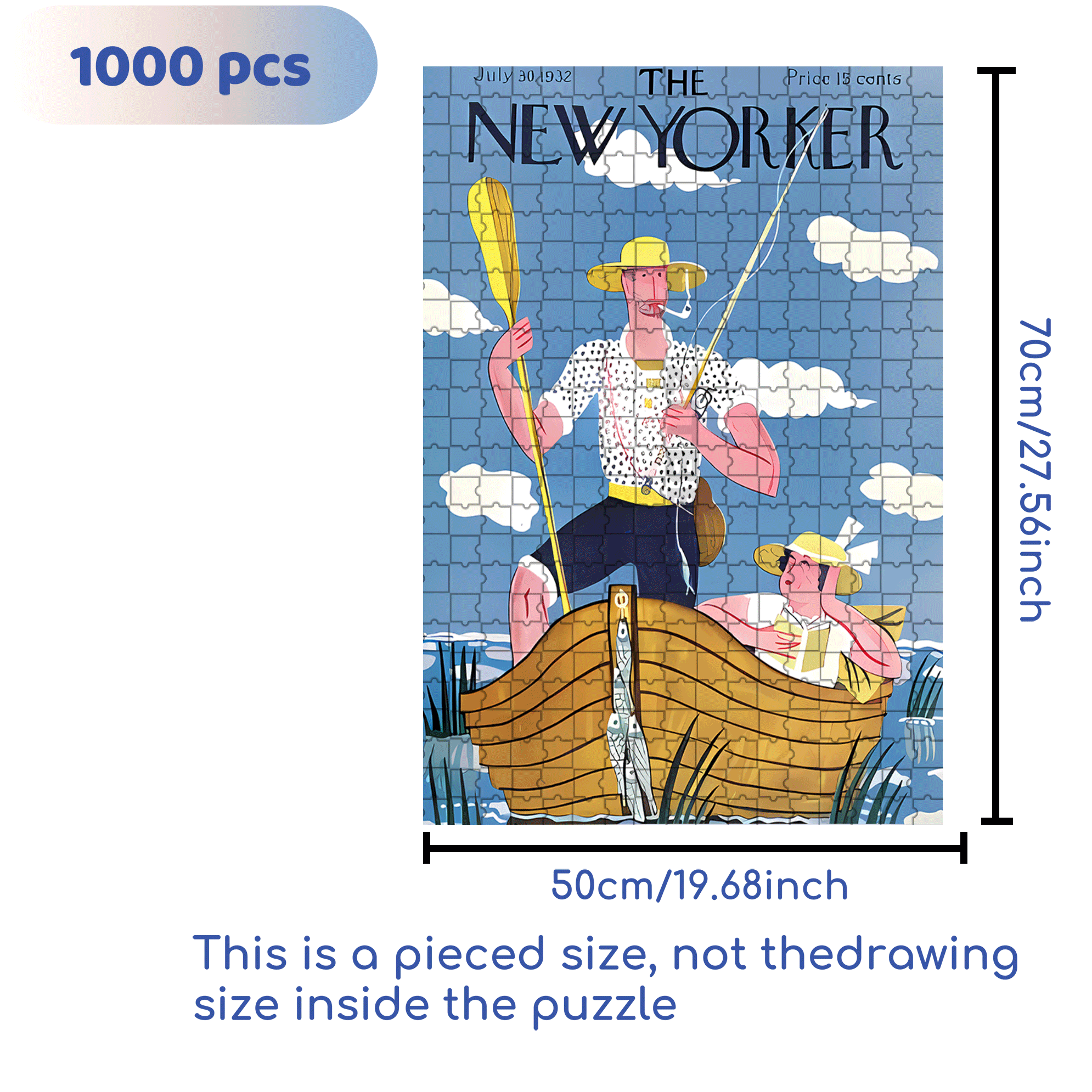 Tracking Giant Fish 500pcs/1000pcs Jigsaw Puzzle, Scratch-Resistant, Interactive Family Game & Brain-Boosting DIY Decor, Perfect for Halloween, Christmas & New Year Gifts, Family Puzzle Game