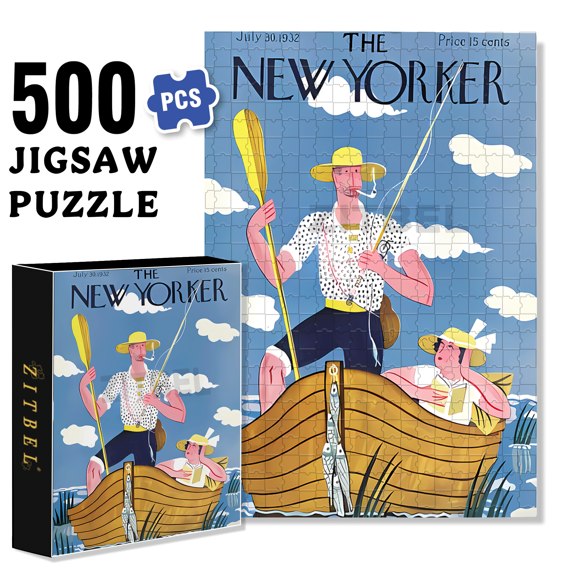 Tracking Giant Fish 500pcs/1000pcs Jigsaw Puzzle, Scratch-Resistant, Interactive Family Game & Brain-Boosting DIY Decor, Perfect for Halloween, Christmas & New Year Gifts, Family Puzzle Game