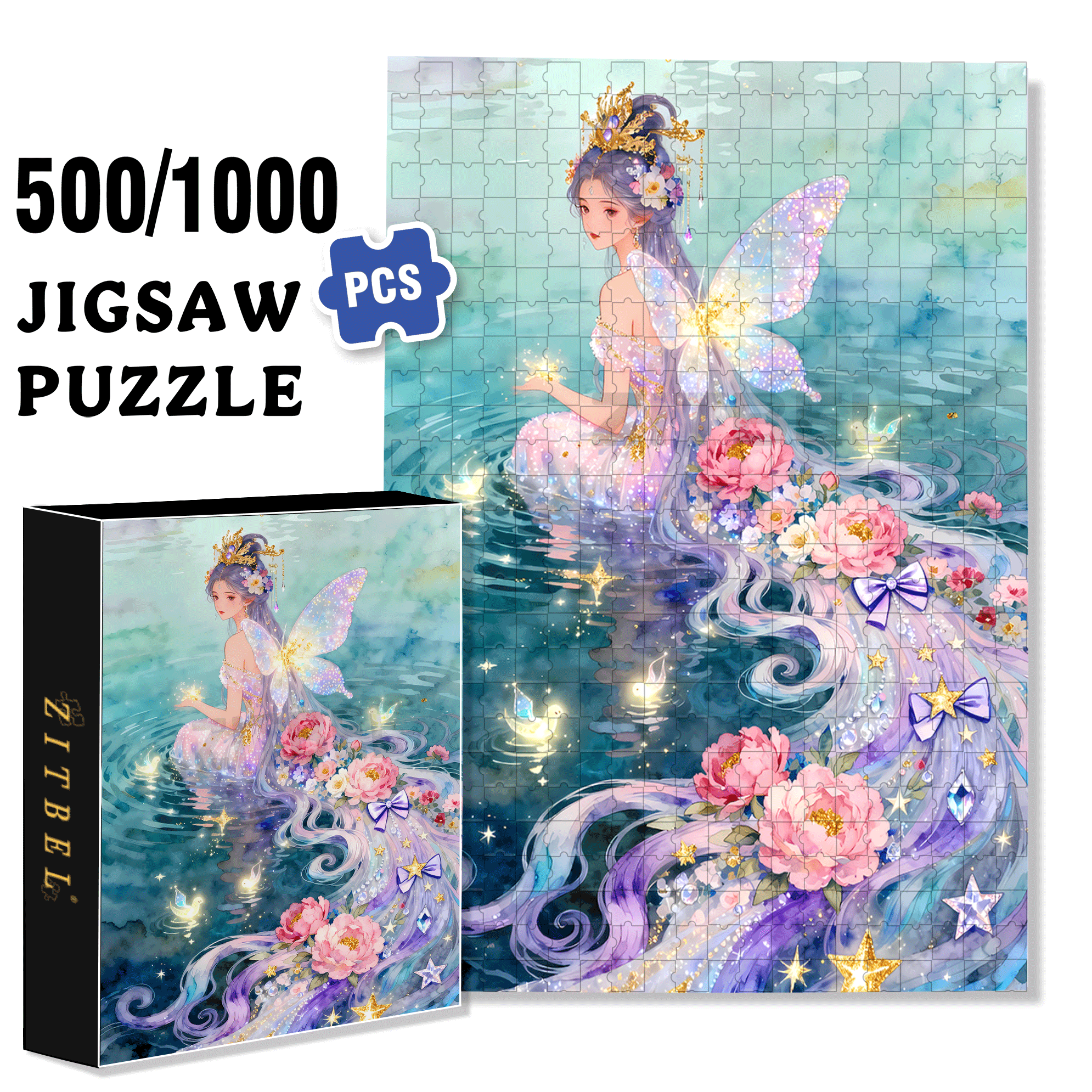 Water Fairy 500pcs/1000pcs Jigsaw Puzzle, Scratch-Resistant, Interactive Family Game & Brain-Boosting DIY Decor, Perfect for Halloween, Christmas & New Year Gifts, Family Puzzle Game