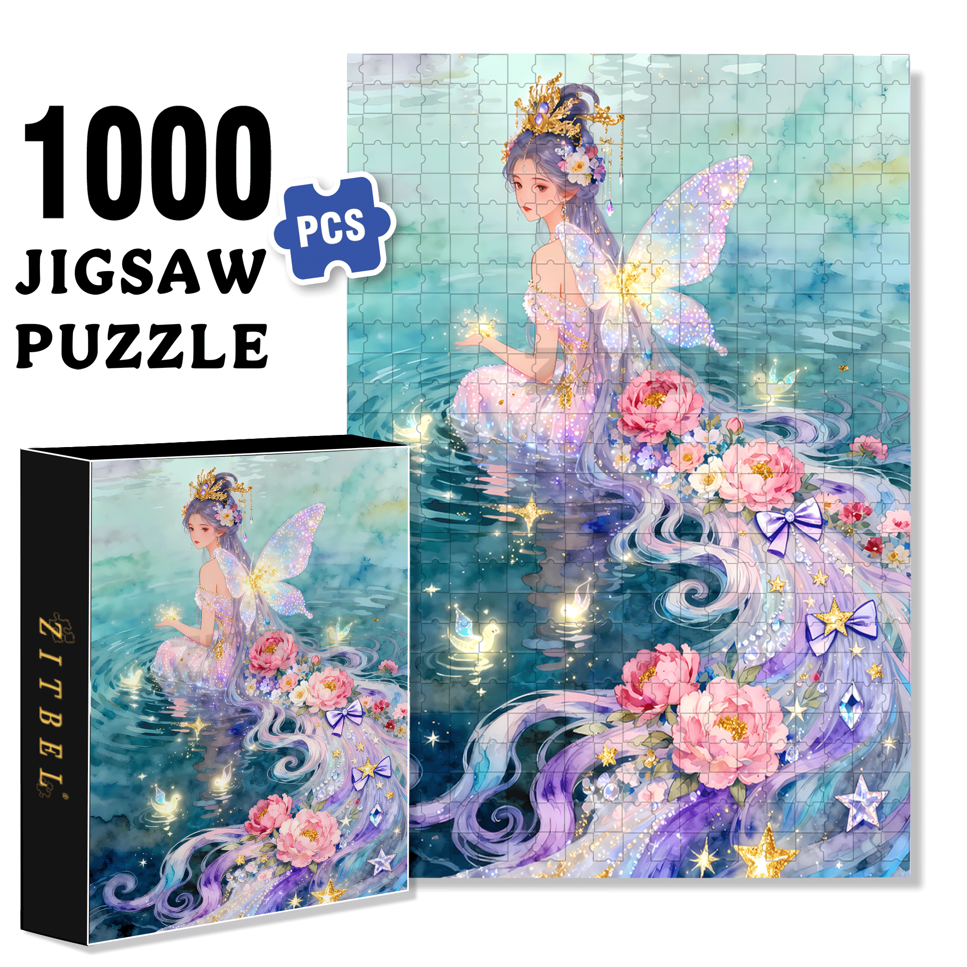 Water Fairy 500pcs/1000pcs Jigsaw Puzzle, Scratch-Resistant, Interactive Family Game & Brain-Boosting DIY Decor, Perfect for Halloween, Christmas & New Year Gifts, Family Puzzle Game