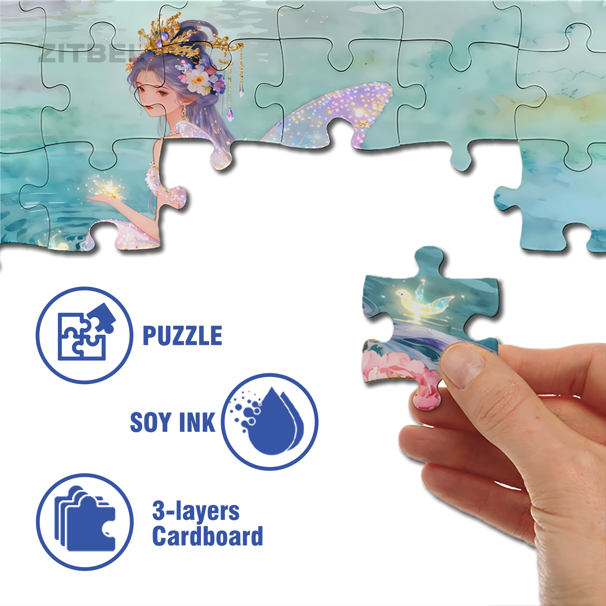 Water Fairy 500pcs/1000pcs Jigsaw Puzzle, Scratch-Resistant, Interactive Family Game & Brain-Boosting DIY Decor, Perfect for Halloween, Christmas & New Year Gifts, Family Puzzle Game