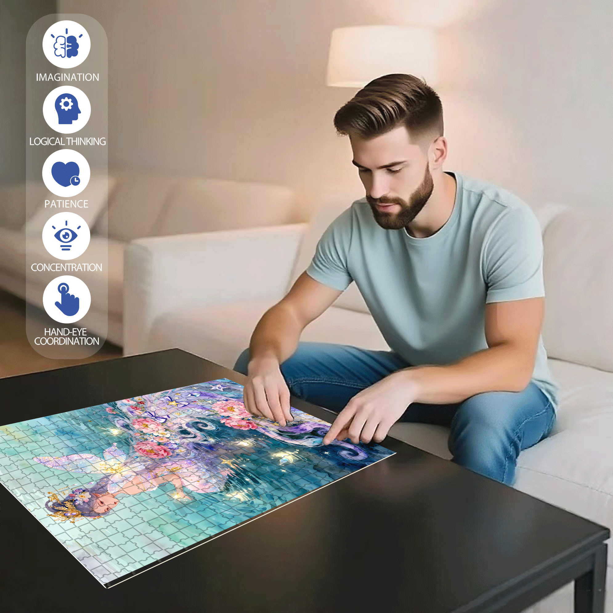 Water Fairy 500pcs/1000pcs Jigsaw Puzzle, Scratch-Resistant, Interactive Family Game & Brain-Boosting DIY Decor, Perfect for Halloween, Christmas & New Year Gifts, Family Puzzle Game