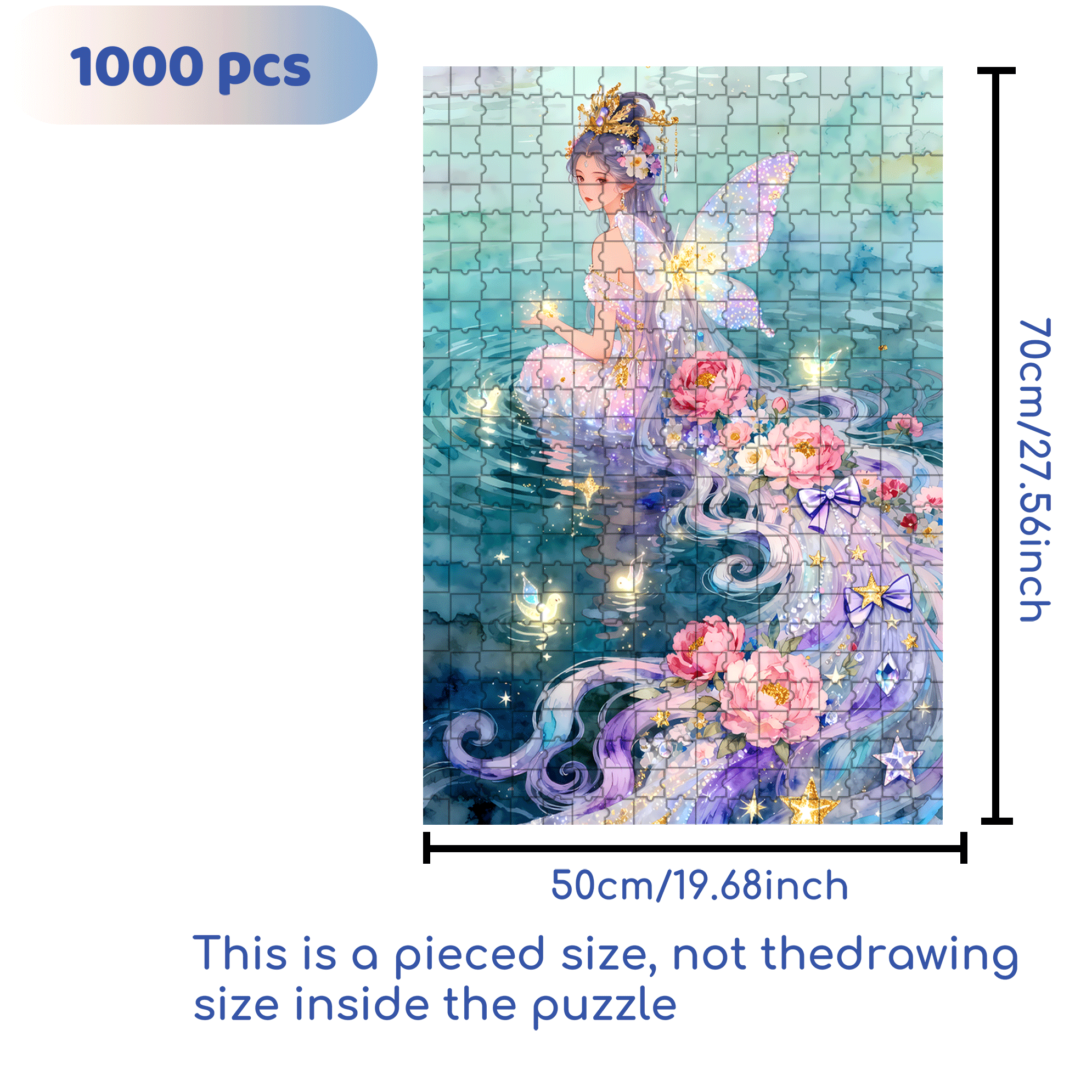 Water Fairy 500pcs/1000pcs Jigsaw Puzzle, Scratch-Resistant, Interactive Family Game & Brain-Boosting DIY Decor, Perfect for Halloween, Christmas & New Year Gifts, Family Puzzle Game