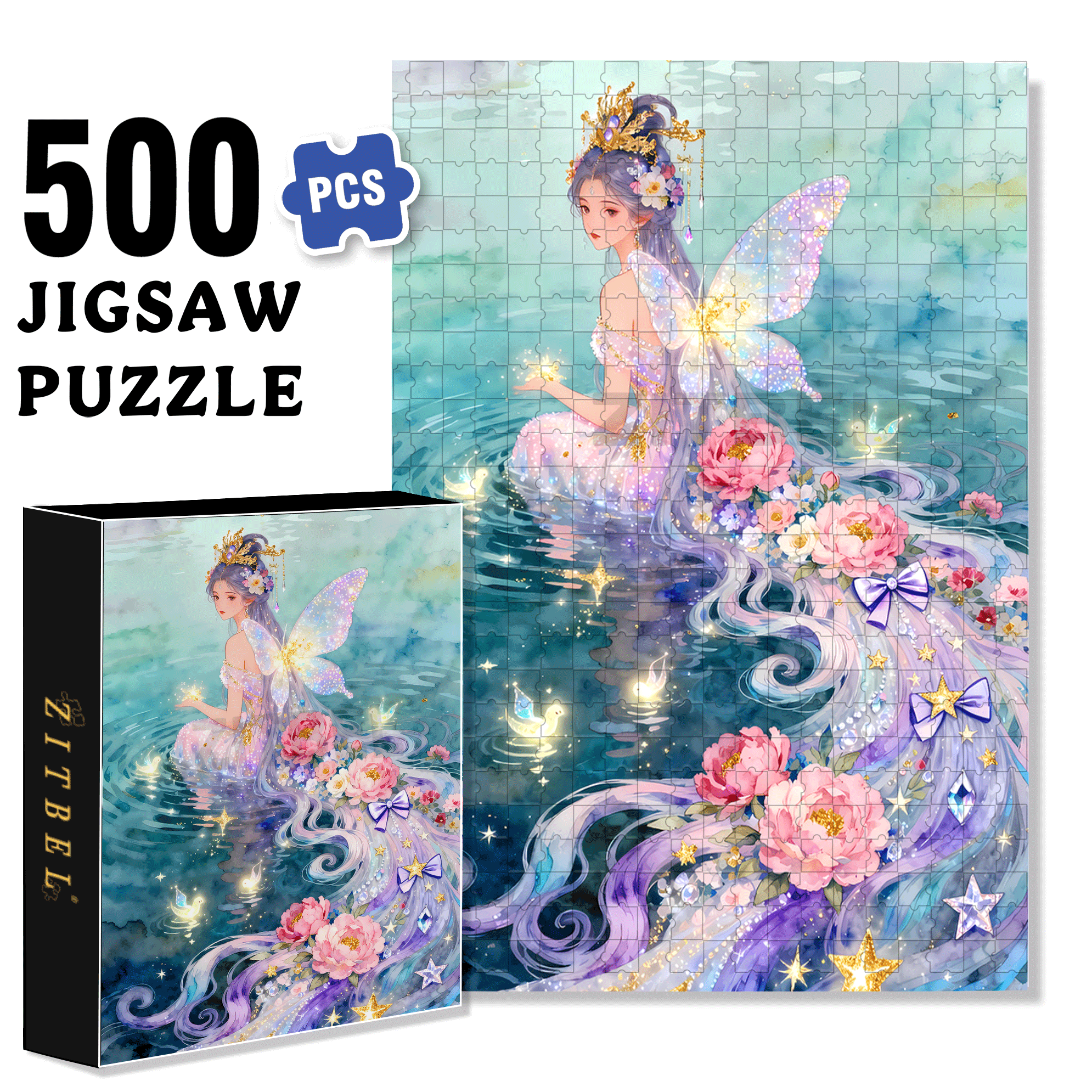 Water Fairy 500pcs/1000pcs Jigsaw Puzzle, Scratch-Resistant, Interactive Family Game & Brain-Boosting DIY Decor, Perfect for Halloween, Christmas & New Year Gifts, Family Puzzle Game