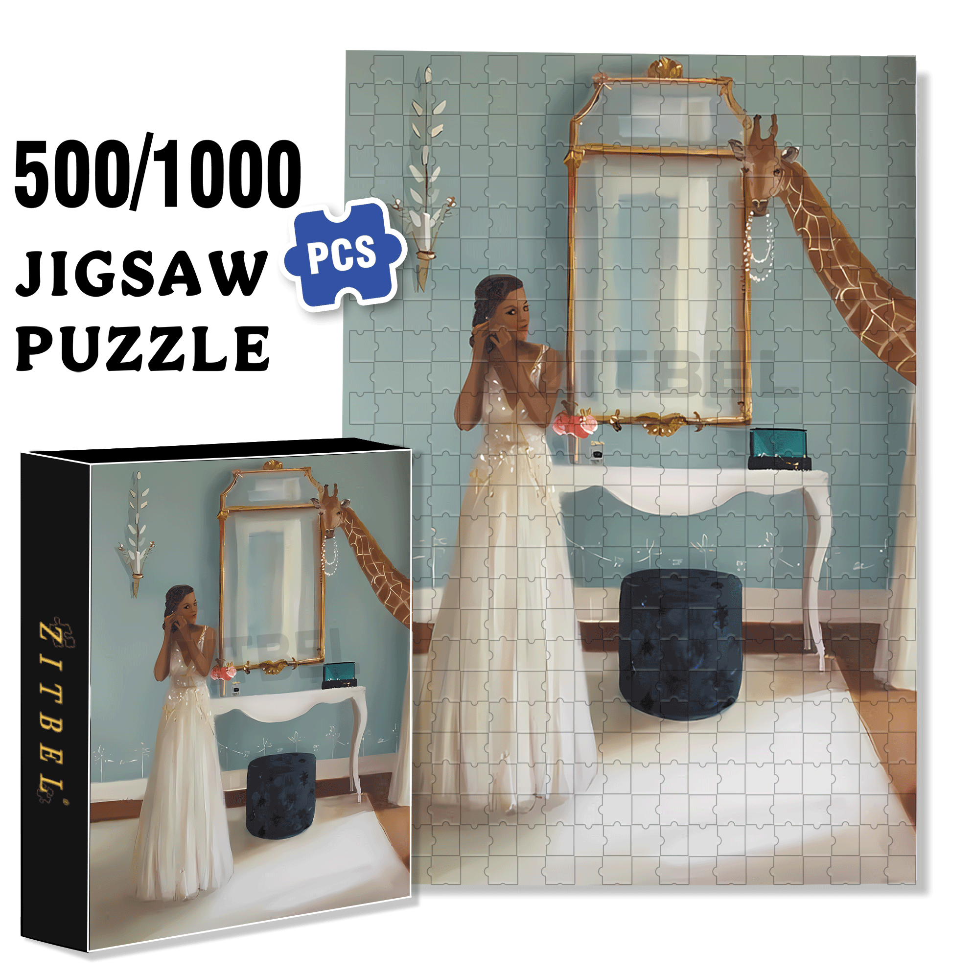 Wear Earrings 500pcs/1000pcs Jigsaw Puzzle, Scratch-Resistant, Interactive Family Game & Brain-Boosting DIY Decor, Perfect for Halloween, Christmas & New Year Gifts, Family Puzzle Game