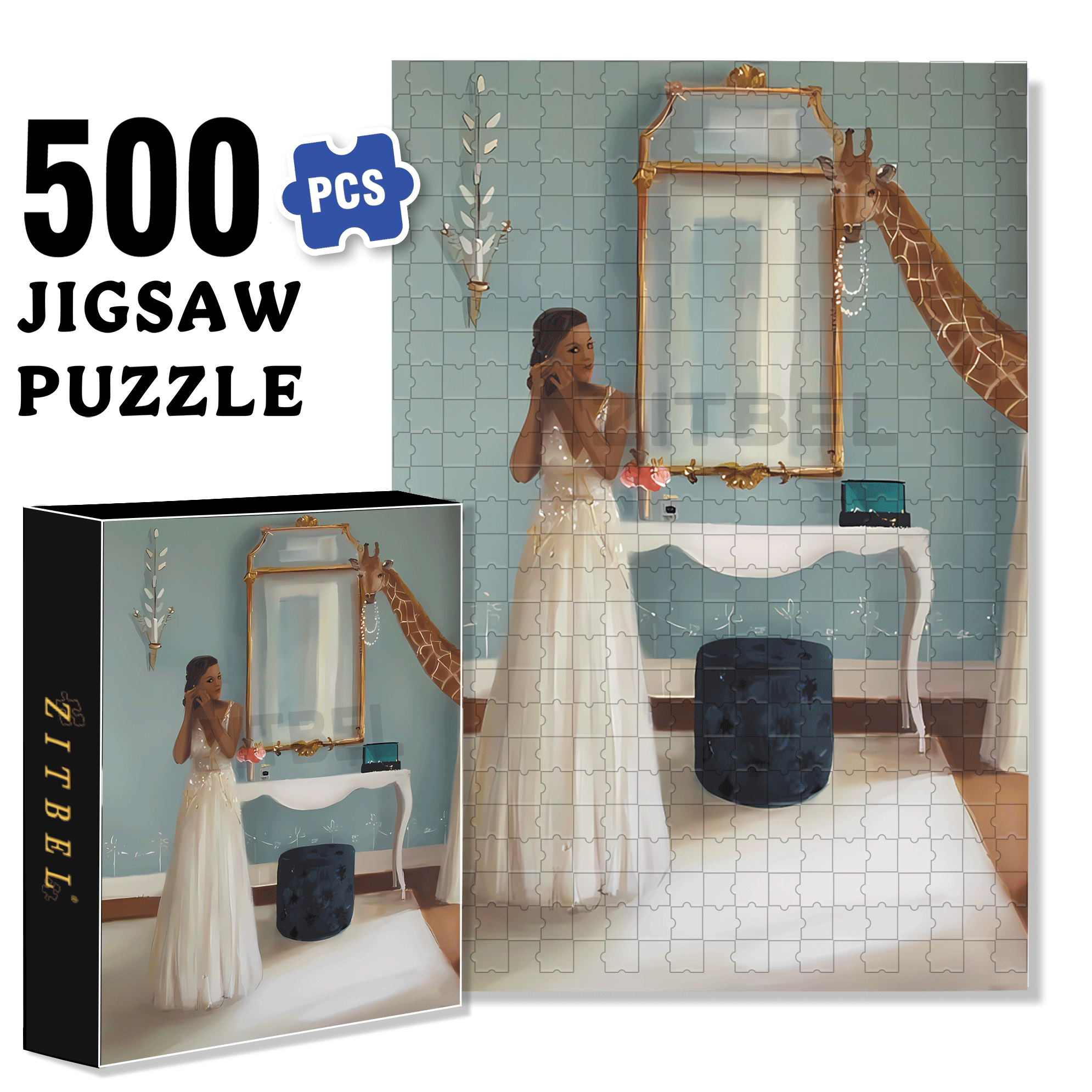 Wear Earrings 500pcs/1000pcs Jigsaw Puzzle, Scratch-Resistant, Interactive Family Game & Brain-Boosting DIY Decor, Perfect for Halloween, Christmas & New Year Gifts, Family Puzzle Game