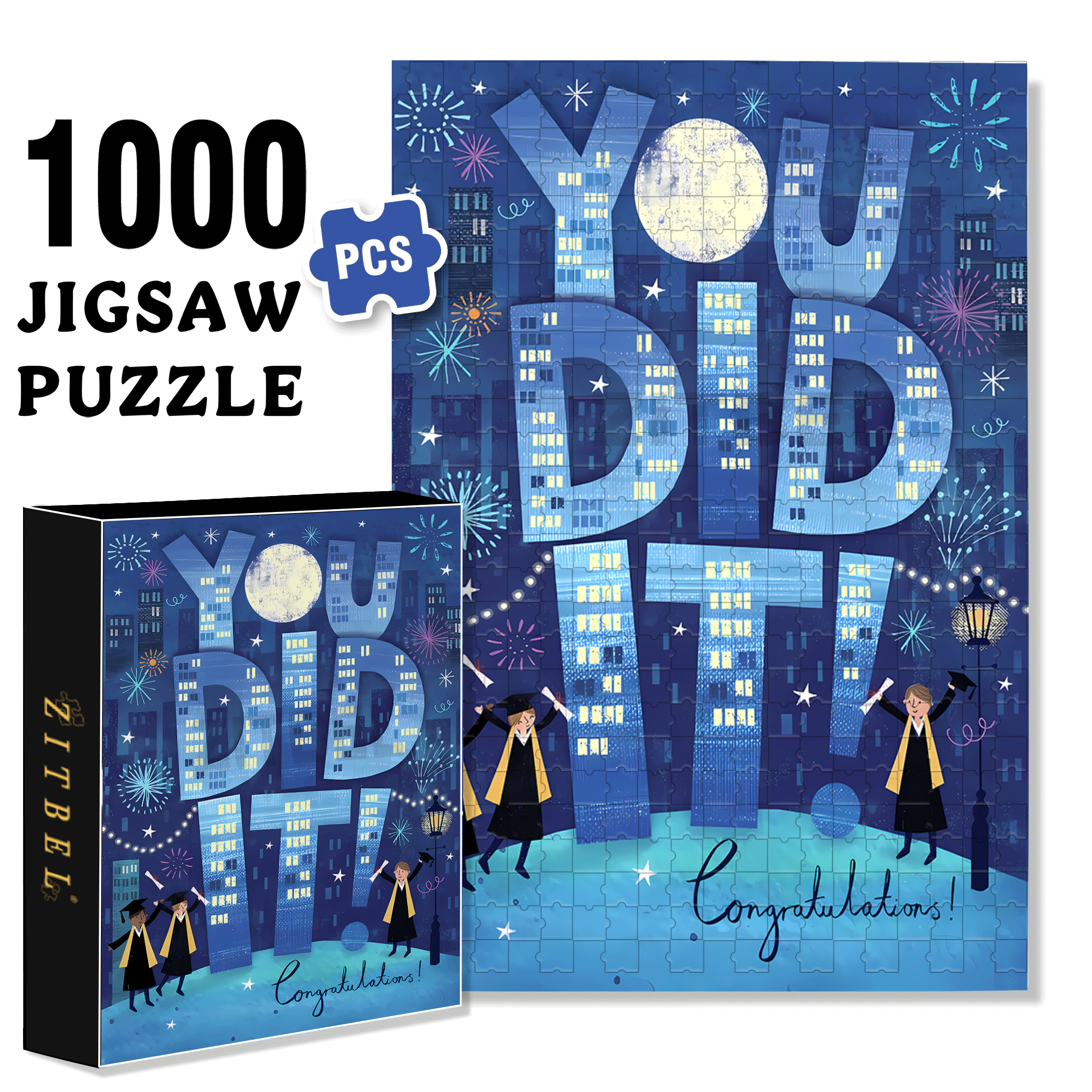 You Did It 500pcs/1000pcs Jigsaw Puzzle, Scratch-Resistant, Interactive Family Game & Brain-Boosting DIY Decor, Perfect for Halloween, Christmas & New Year Gifts, Family Puzzle Game