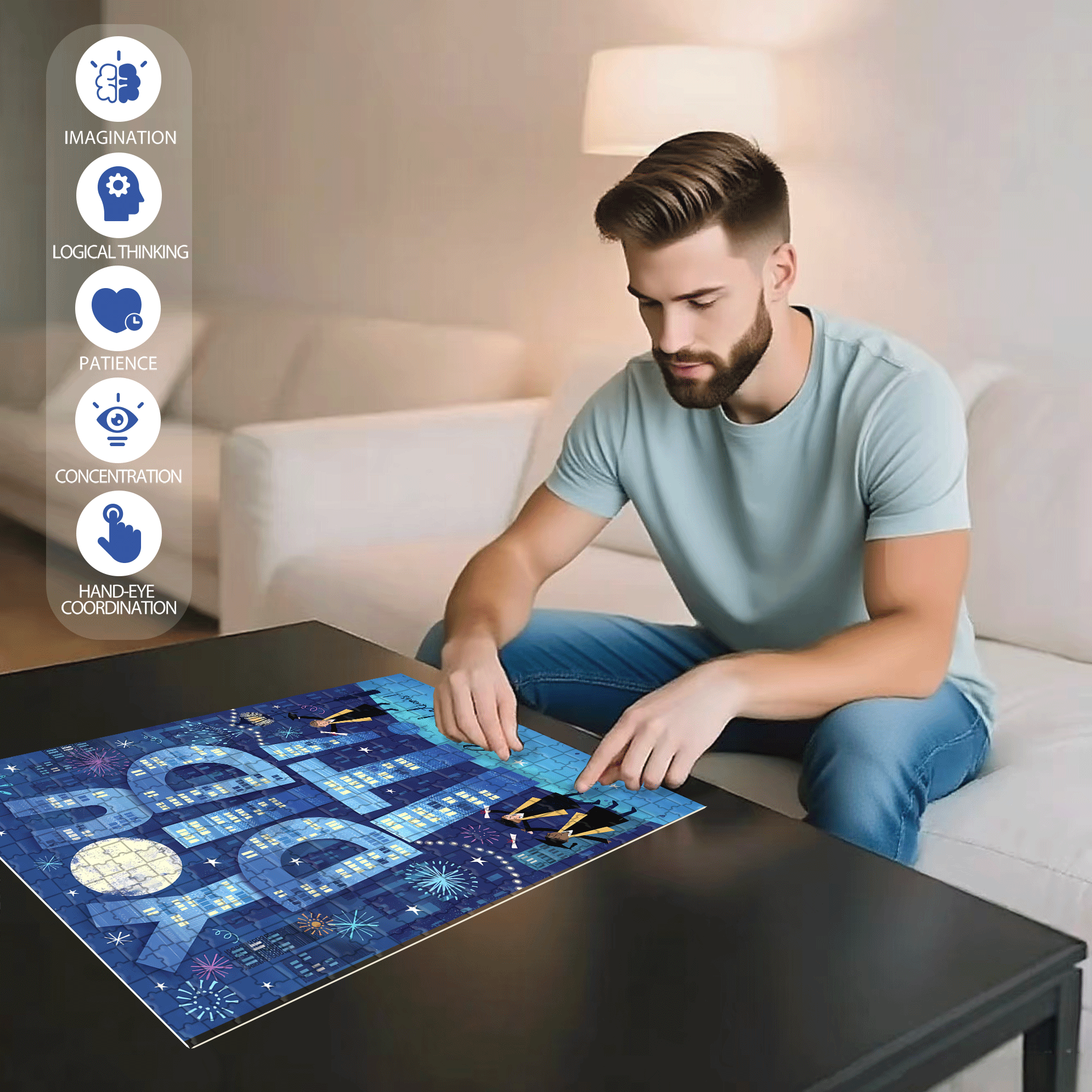 You Did It 500pcs/1000pcs Jigsaw Puzzle, Scratch-Resistant, Interactive Family Game & Brain-Boosting DIY Decor, Perfect for Halloween, Christmas & New Year Gifts, Family Puzzle Game