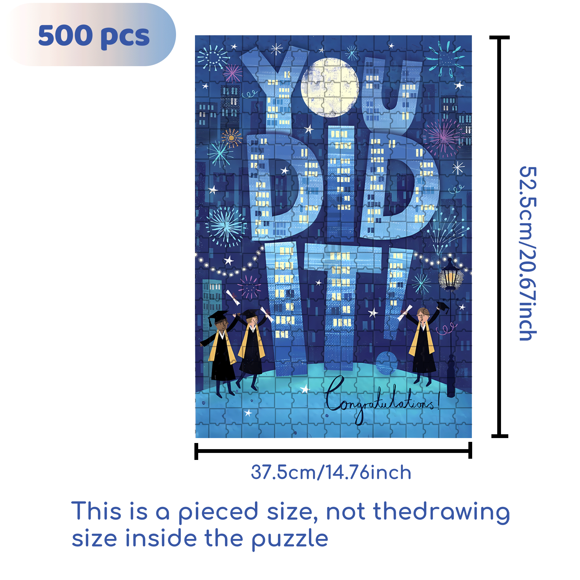 You Did It 500pcs/1000pcs Jigsaw Puzzle, Scratch-Resistant, Interactive Family Game & Brain-Boosting DIY Decor, Perfect for Halloween, Christmas & New Year Gifts, Family Puzzle Game