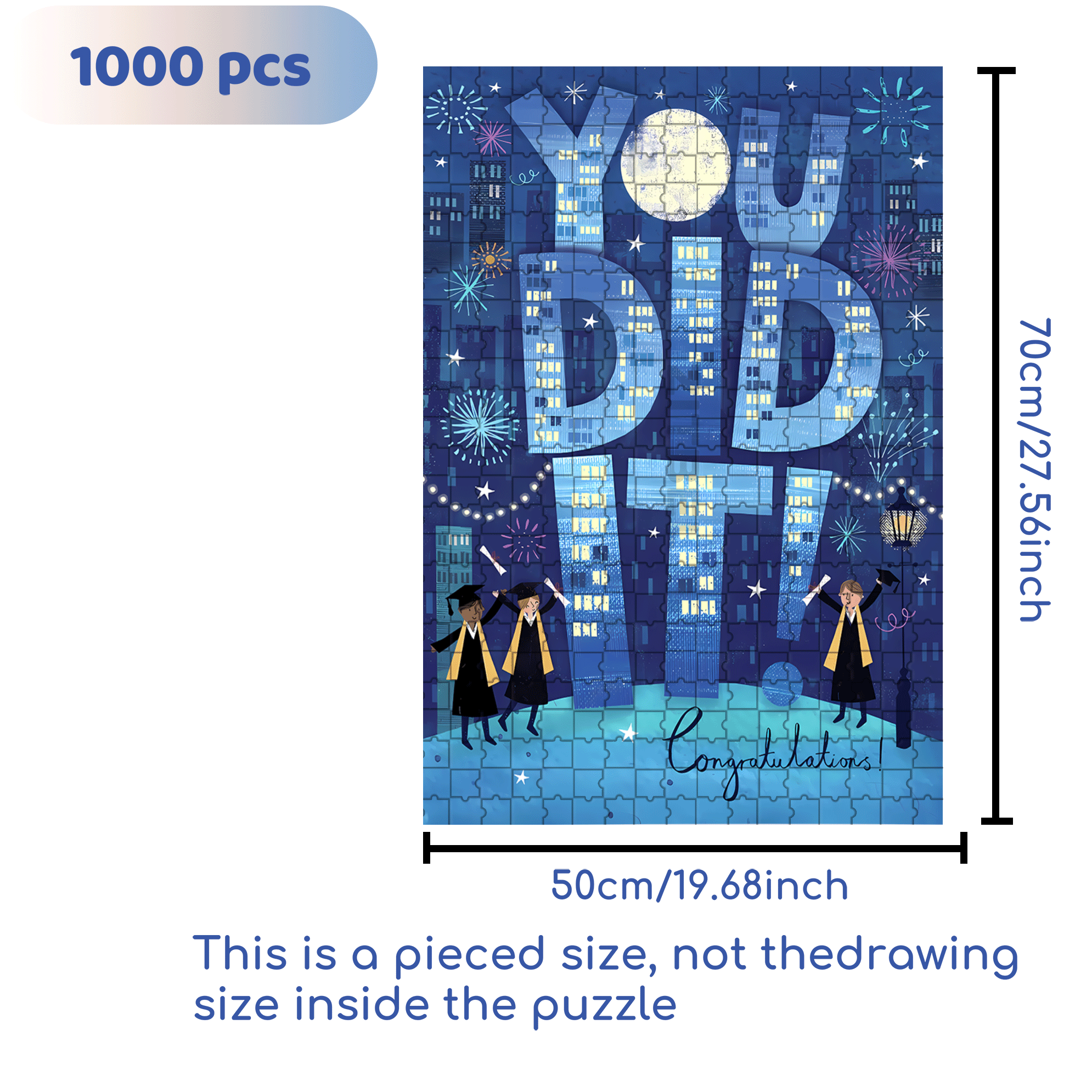 You Did It 500pcs/1000pcs Jigsaw Puzzle, Scratch-Resistant, Interactive Family Game & Brain-Boosting DIY Decor, Perfect for Halloween, Christmas & New Year Gifts, Family Puzzle Game