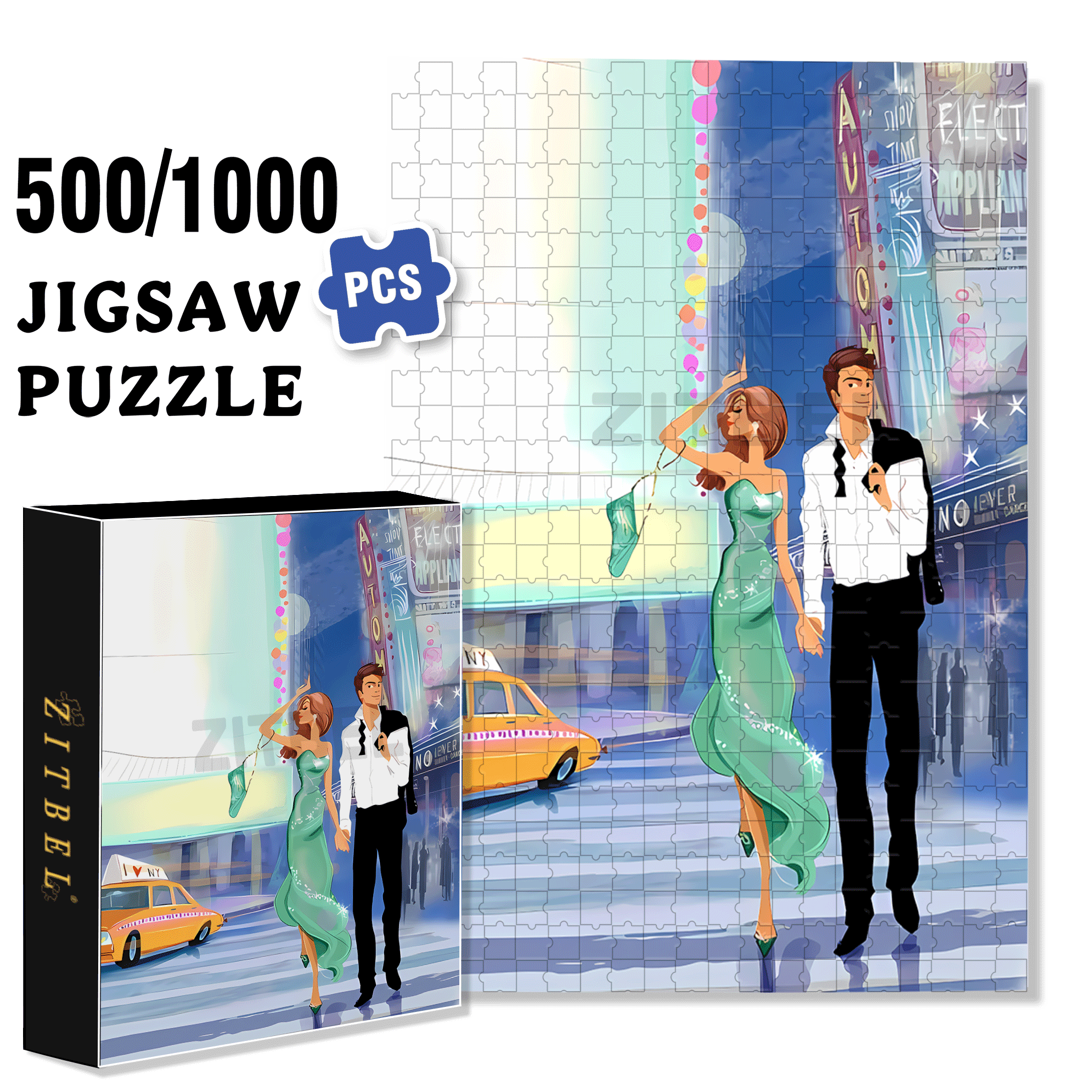 A Perfect Match 500pcs/1000pcs Jigsaw Puzzle, Scratch-Resistant, Interactive Family Game & Brain-Boosting DIY Decor, Perfect for Halloween, Christmas & New Year Gifts, Family Puzzle Game