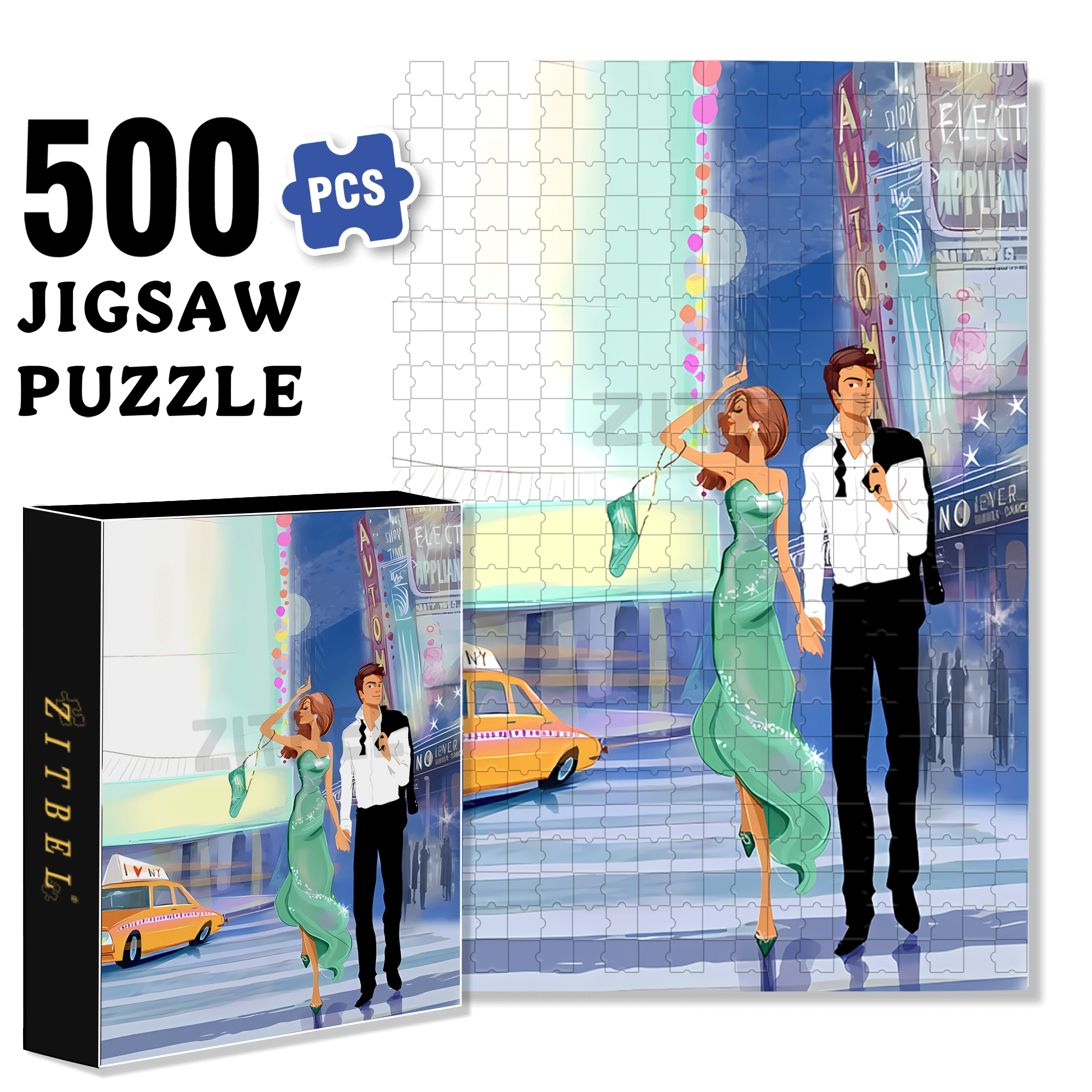 A Perfect Match 500pcs/1000pcs Jigsaw Puzzle, Scratch-Resistant, Interactive Family Game & Brain-Boosting DIY Decor, Perfect for Halloween, Christmas & New Year Gifts, Family Puzzle Game