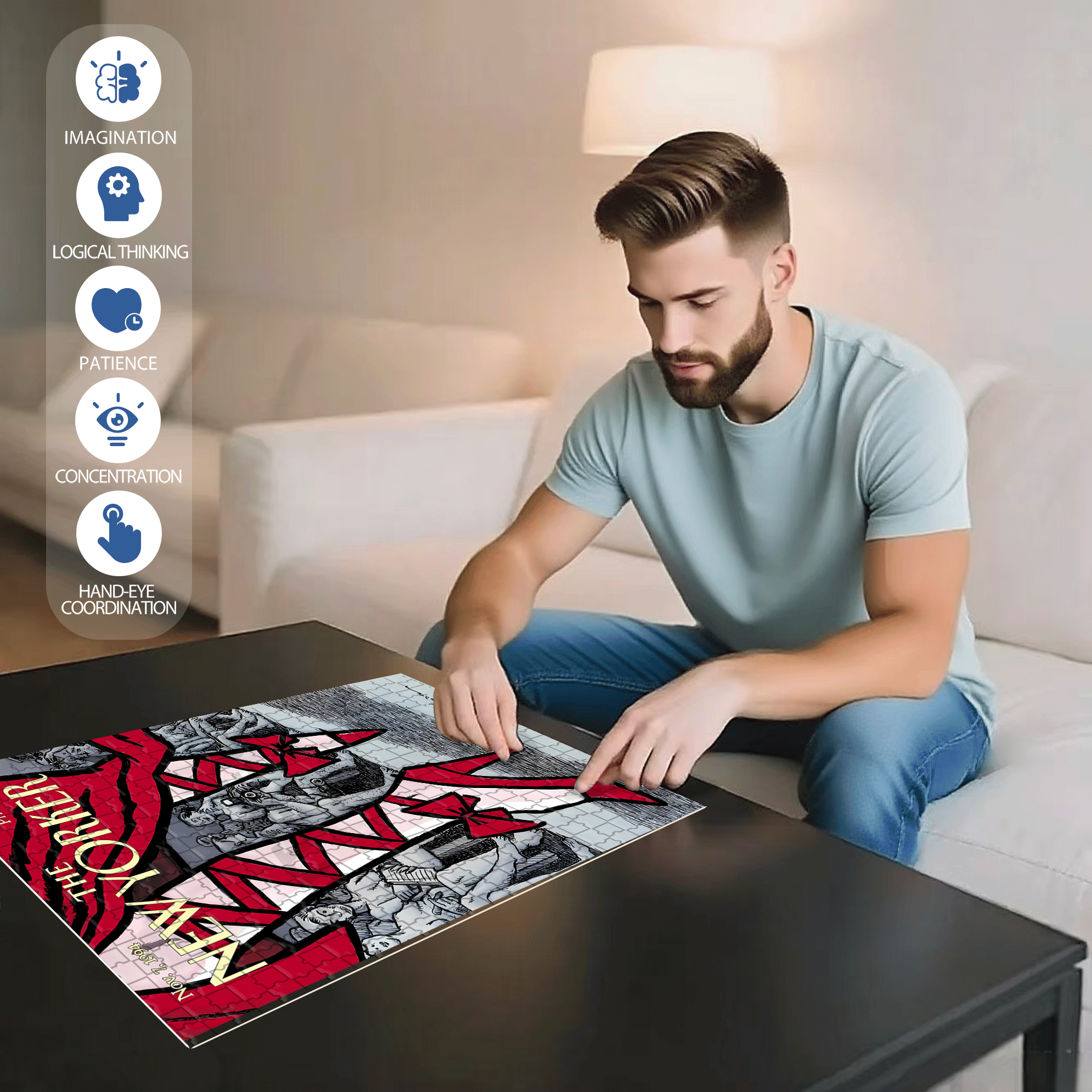 All Eyes 500pcs/1000pcs Jigsaw Puzzle, Scratch-Resistant, Interactive Family Game & Brain-Boosting DIY Decor, Perfect for Halloween, Christmas & New Year Gifts, Family Puzzle Game