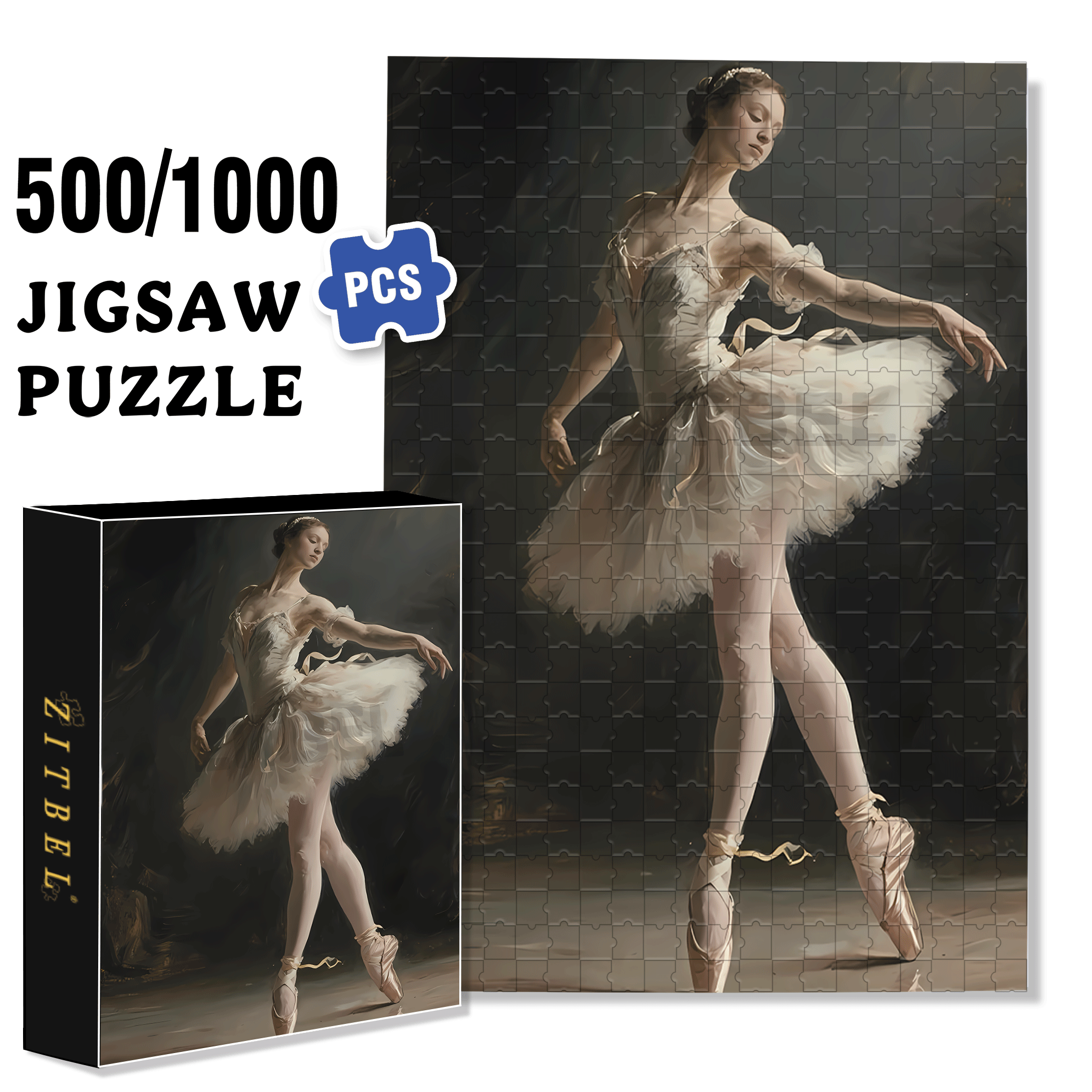 Ballet Dancer 500pcs/1000pcs Jigsaw Puzzle, Scratch-Resistant, Interactive Family Game & Brain-Boosting DIY Decor, Perfect for Halloween, Christmas & New Year Gifts, Family Puzzle Game