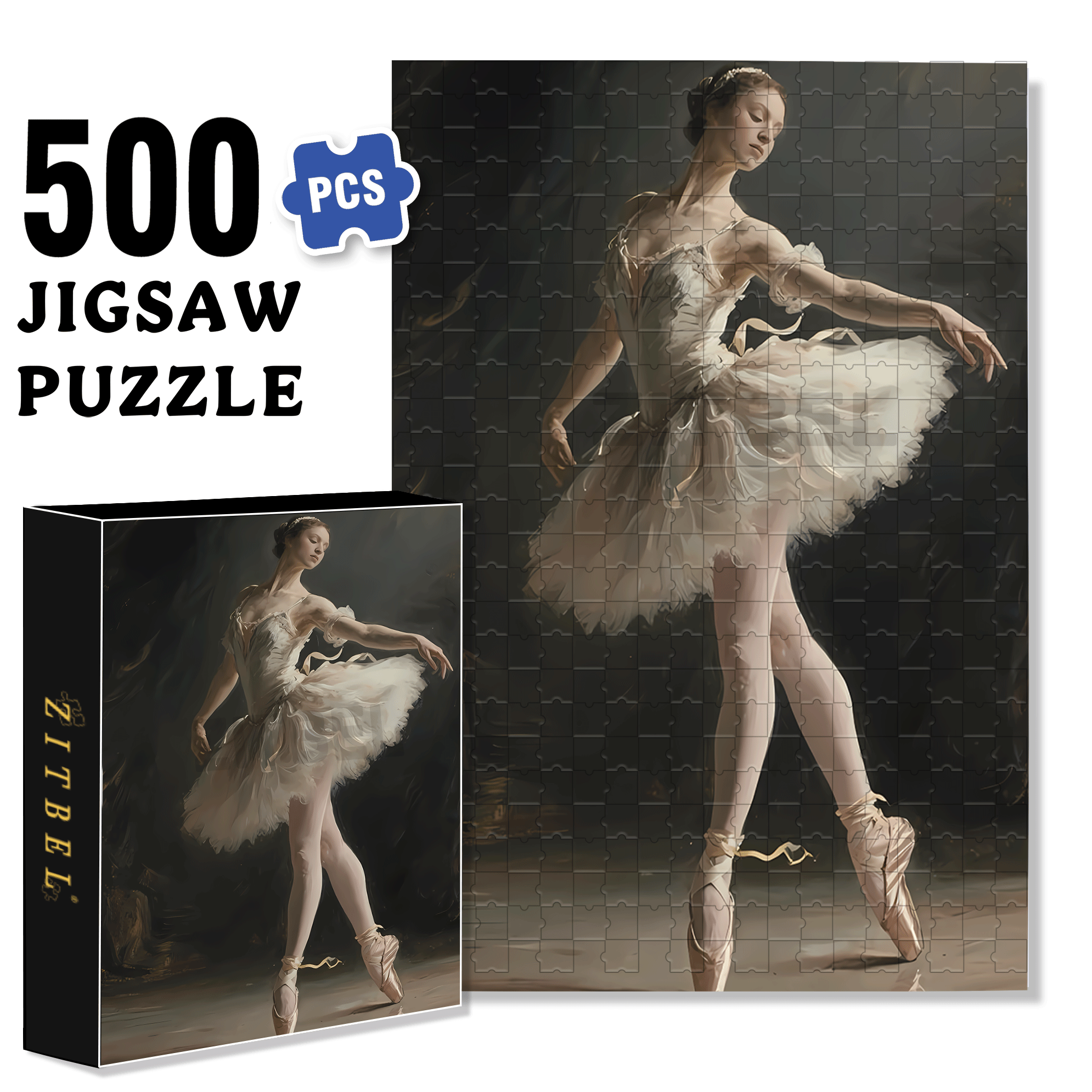 Ballet Dancer 500pcs/1000pcs Jigsaw Puzzle, Scratch-Resistant, Interactive Family Game & Brain-Boosting DIY Decor, Perfect for Halloween, Christmas & New Year Gifts, Family Puzzle Game
