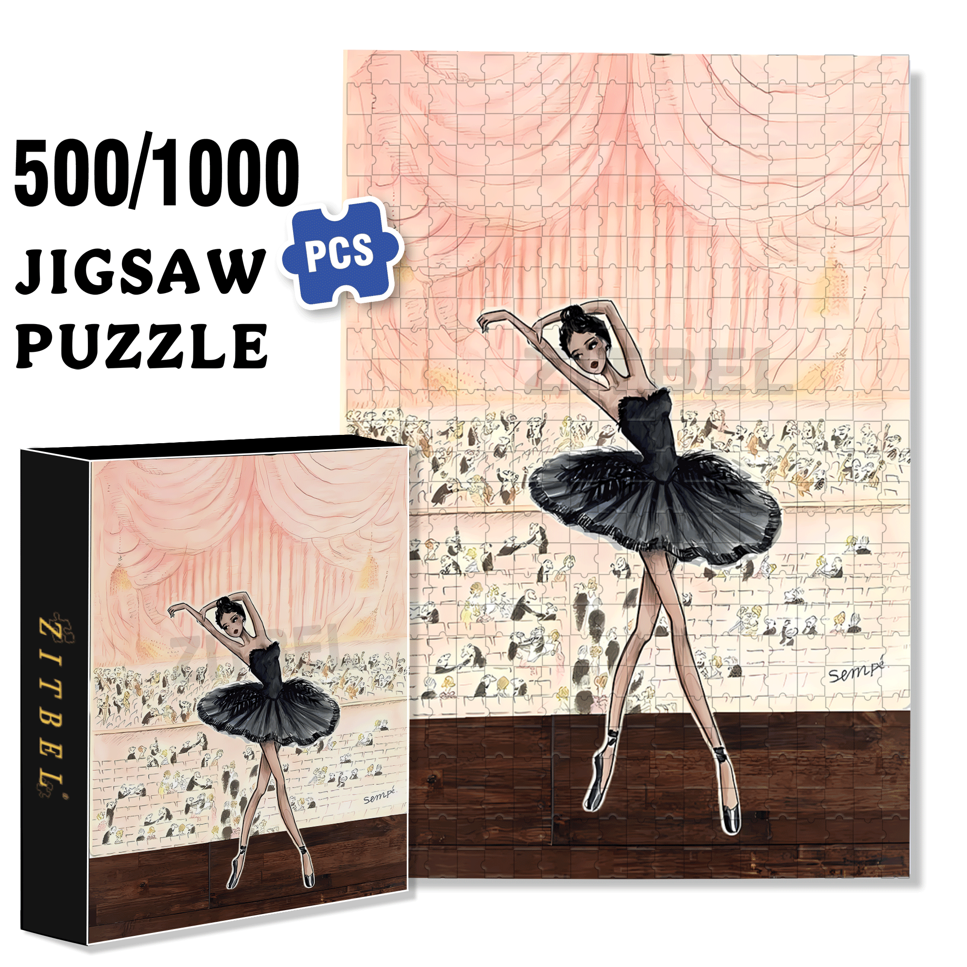 Black Swan 500pcs/1000pcs Jigsaw Puzzle, Scratch-Resistant, Interactive Family Game & Brain-Boosting DIY Decor, Perfect for Halloween, Christmas & New Year Gifts, Family Puzzle Game