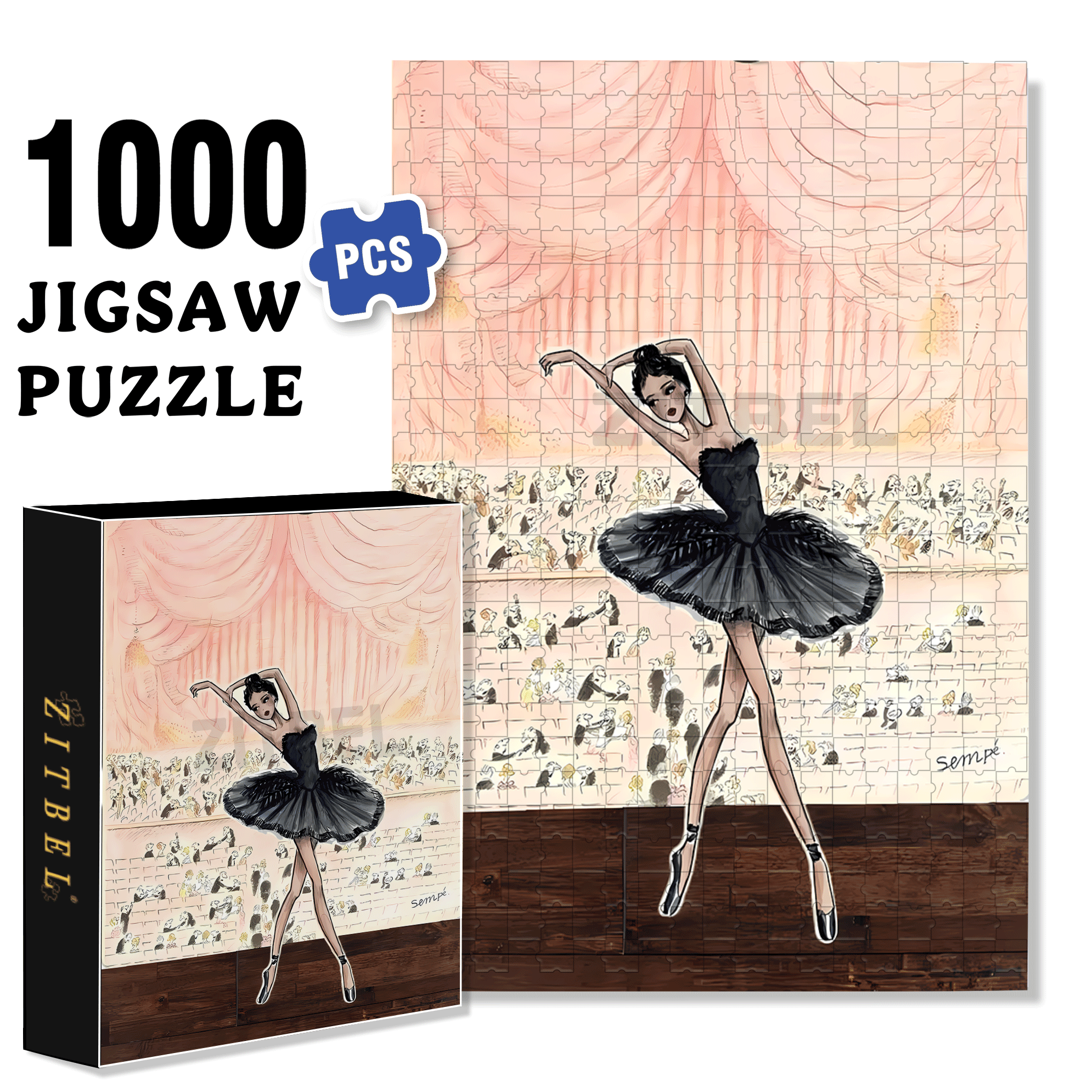 Black Swan 500pcs/1000pcs Jigsaw Puzzle, Scratch-Resistant, Interactive Family Game & Brain-Boosting DIY Decor, Perfect for Halloween, Christmas & New Year Gifts, Family Puzzle Game