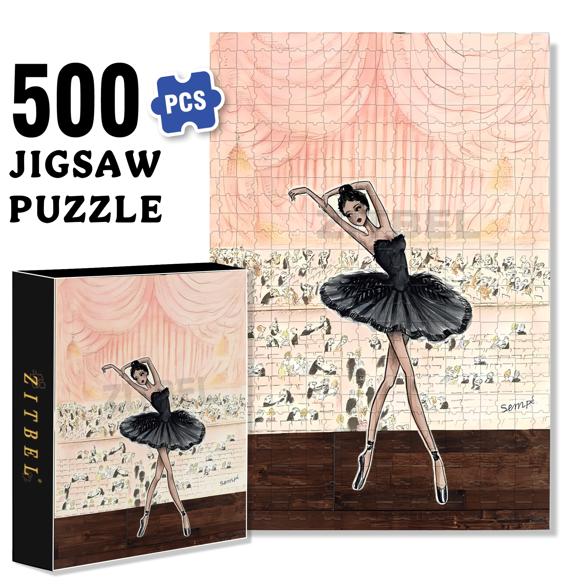 Black Swan 500pcs/1000pcs Jigsaw Puzzle, Scratch-Resistant, Interactive Family Game & Brain-Boosting DIY Decor, Perfect for Halloween, Christmas & New Year Gifts, Family Puzzle Game