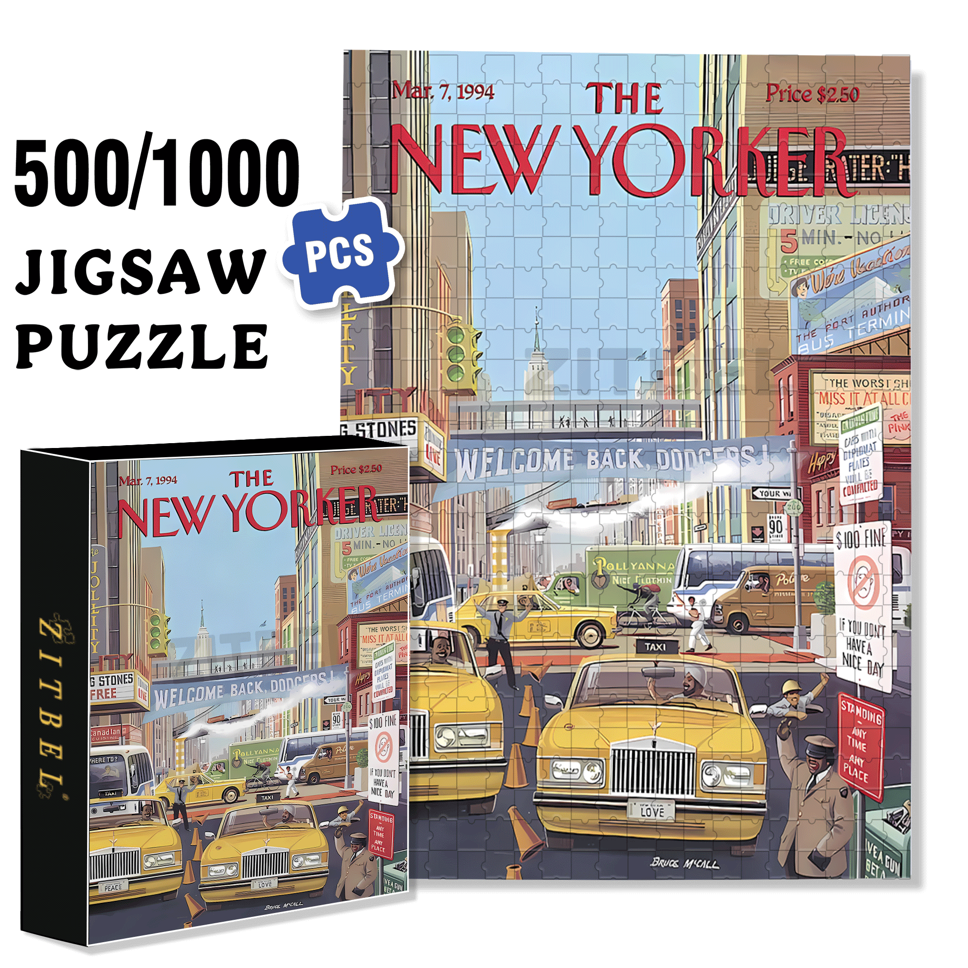Busy Traffic 500pcs/1000pcs Jigsaw Puzzle, Scratch-Resistant, Interactive Family Game & Brain-Boosting DIY Decor, Perfect for Halloween, Christmas & New Year Gifts, Family Puzzle Game