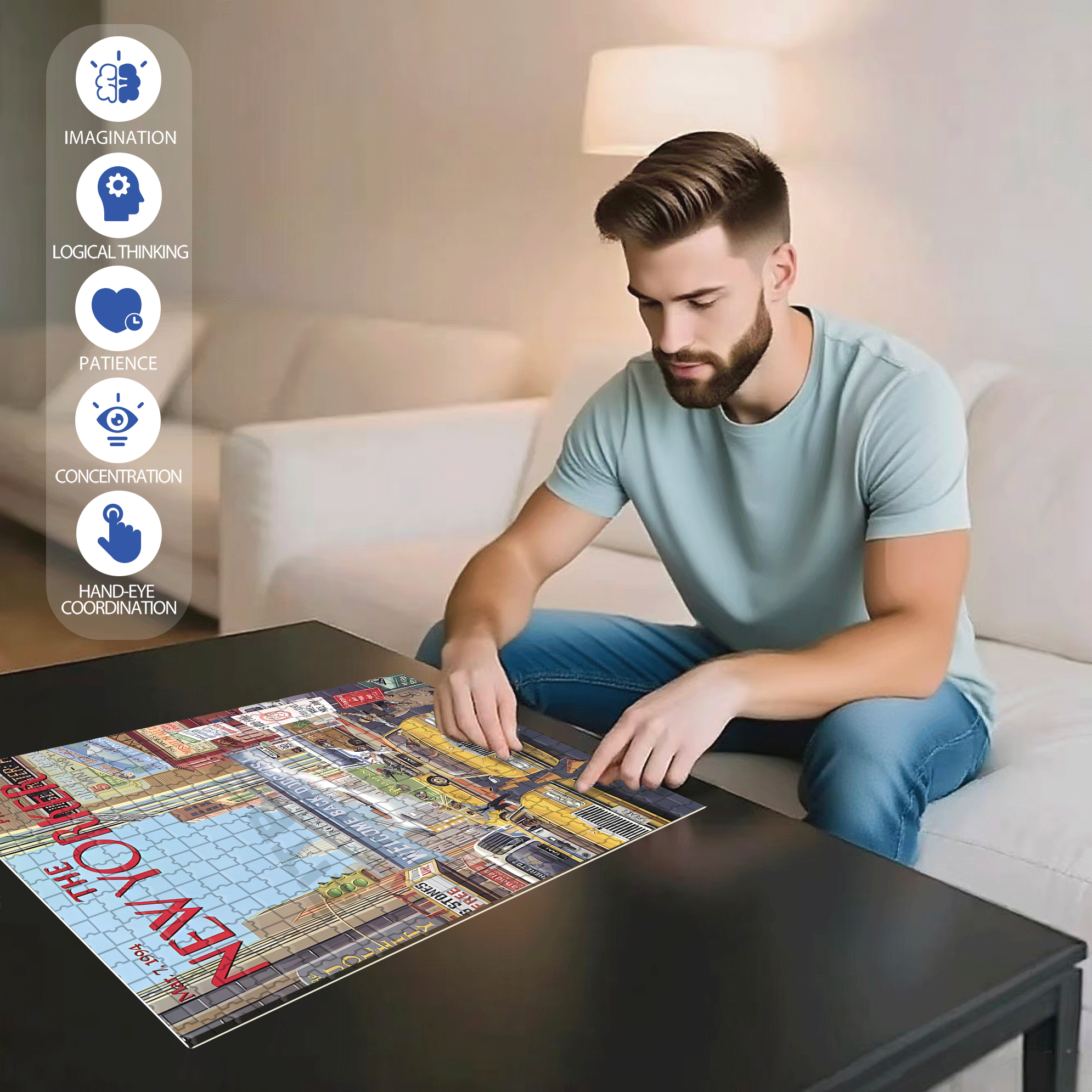 Busy Traffic 500pcs/1000pcs Jigsaw Puzzle, Scratch-Resistant, Interactive Family Game & Brain-Boosting DIY Decor, Perfect for Halloween, Christmas & New Year Gifts, Family Puzzle Game