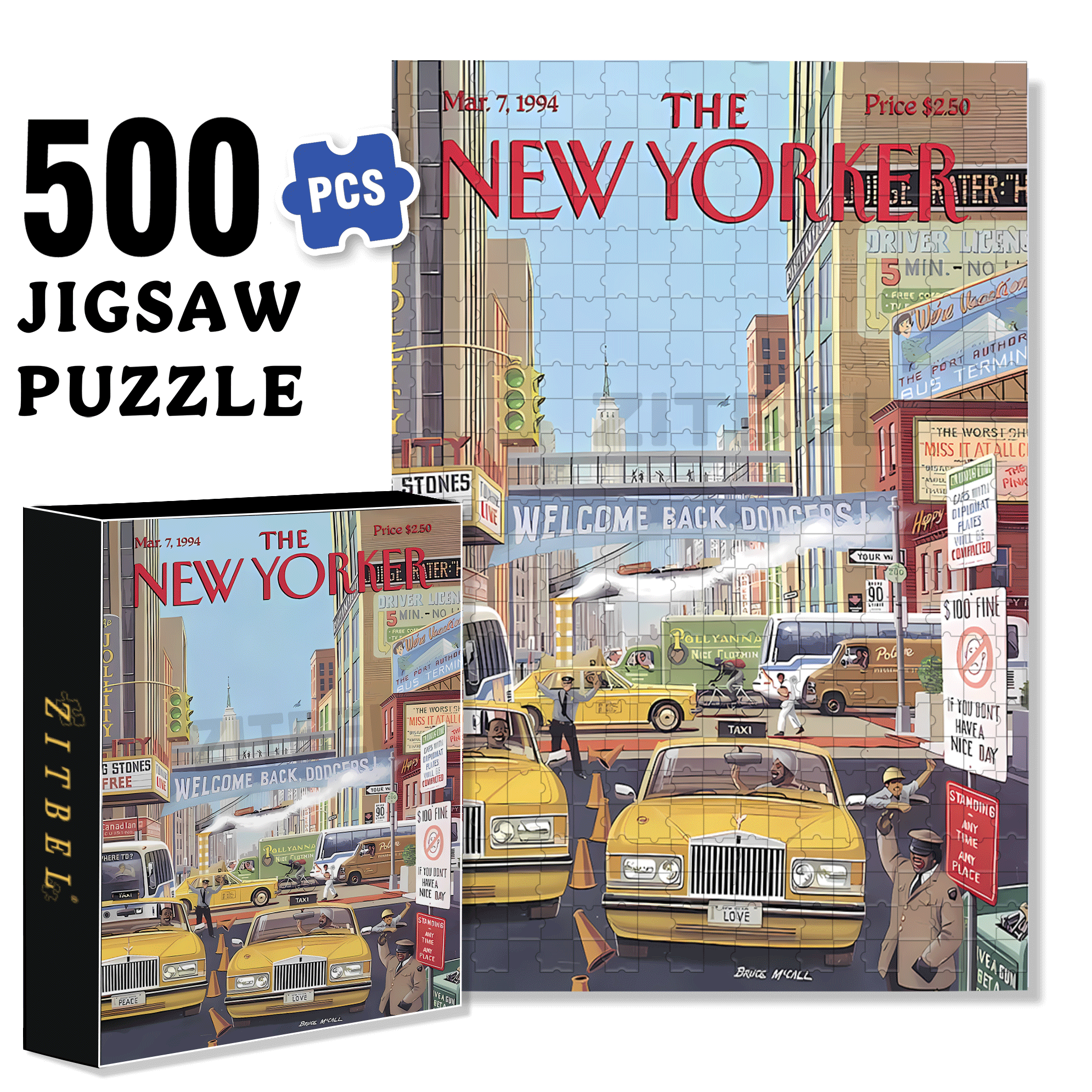 Busy Traffic 500pcs/1000pcs Jigsaw Puzzle, Scratch-Resistant, Interactive Family Game & Brain-Boosting DIY Decor, Perfect for Halloween, Christmas & New Year Gifts, Family Puzzle Game
