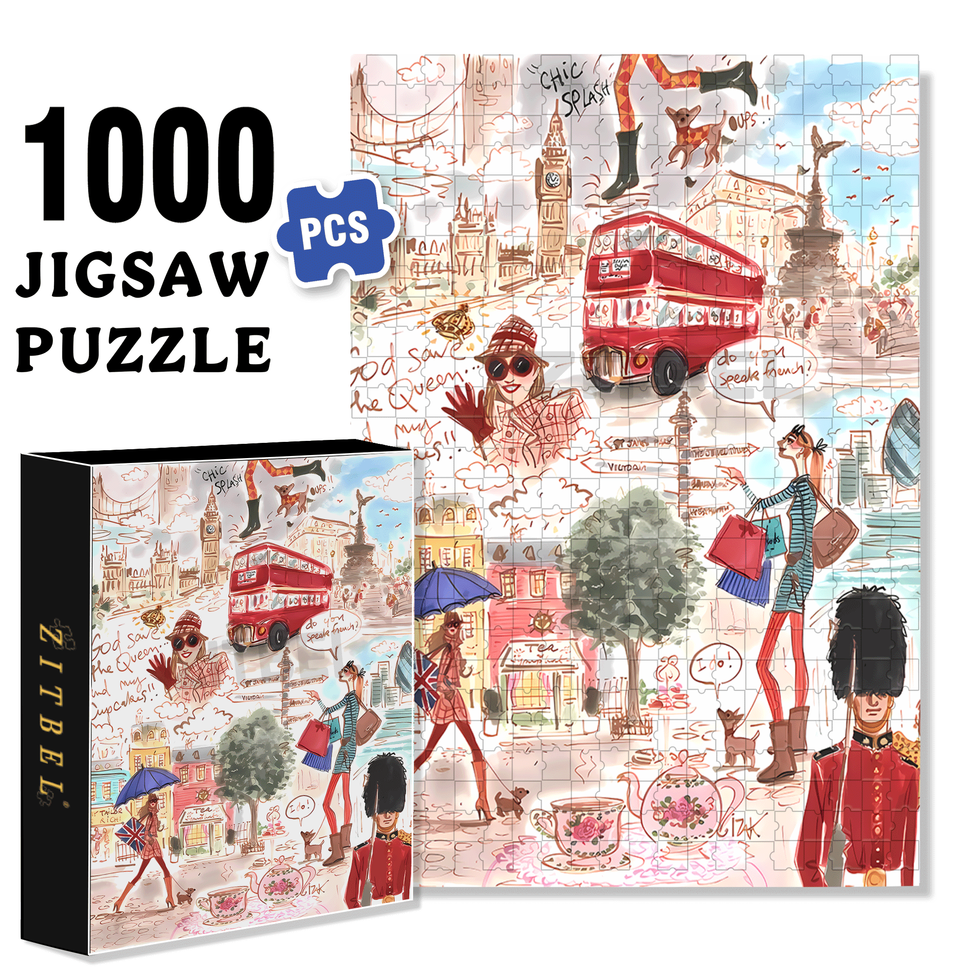 Chic  500pcs/1000pcs Jigsaw Puzzle, Scratch-Resistant, Interactive Family Game & Brain-Boosting DIY Decor, Perfect for Halloween, Christmas & New Year Gifts, Family Puzzle Game