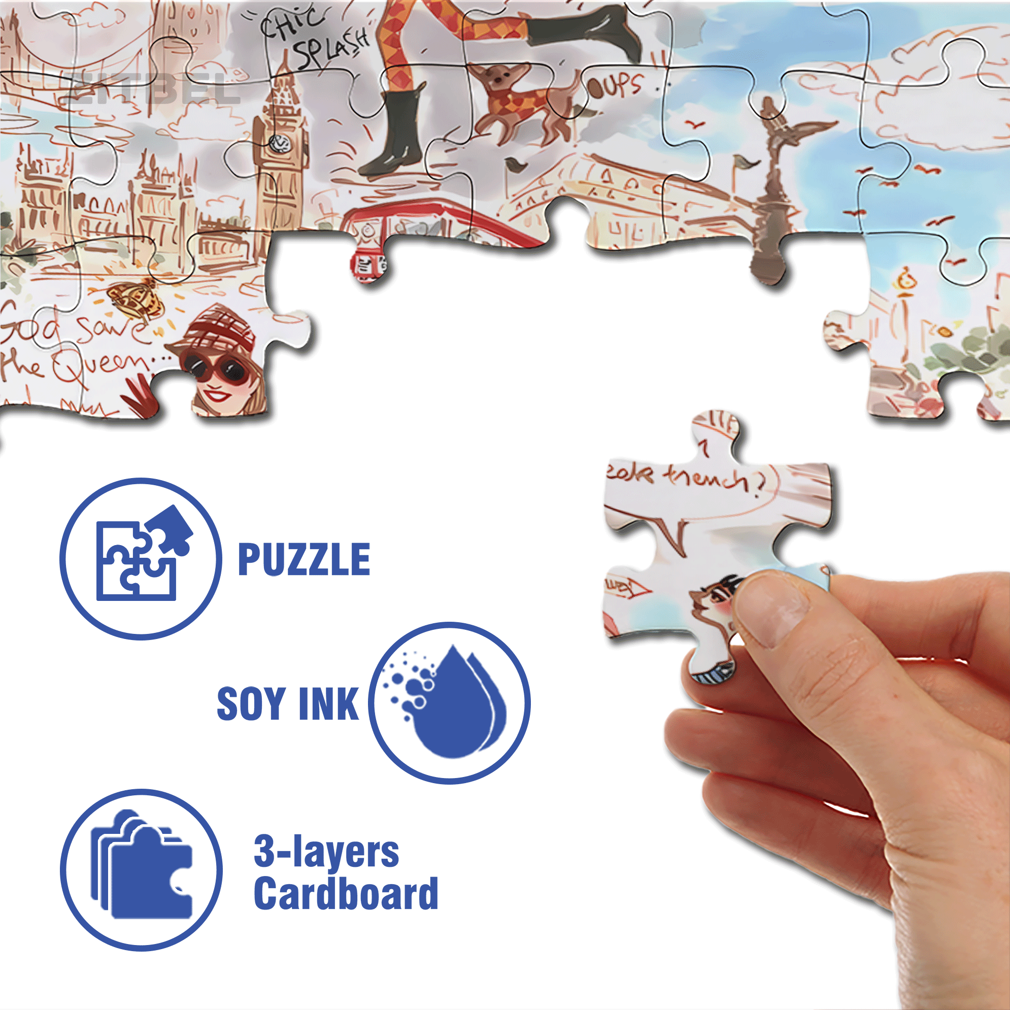 Chic  500pcs/1000pcs Jigsaw Puzzle, Scratch-Resistant, Interactive Family Game & Brain-Boosting DIY Decor, Perfect for Halloween, Christmas & New Year Gifts, Family Puzzle Game