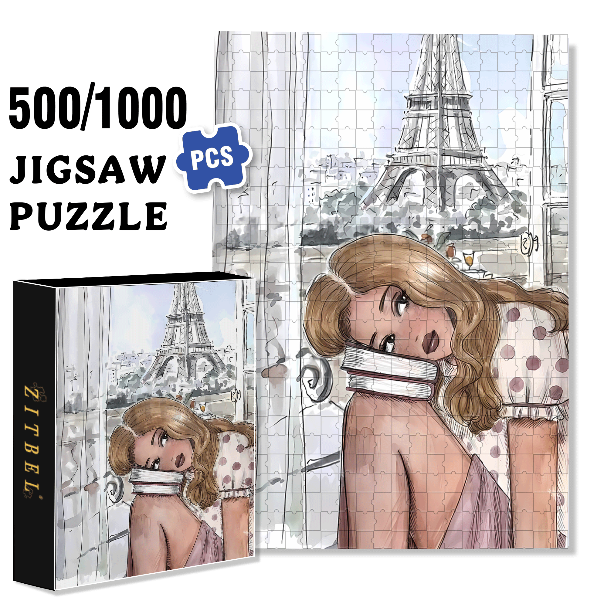 Christina 500pcs/1000pcs Jigsaw Puzzle, Scratch-Resistant, Interactive Family Game & Brain-Boosting DIY Decor, Perfect for Halloween, Christmas & New Year Gifts, Family Puzzle Game