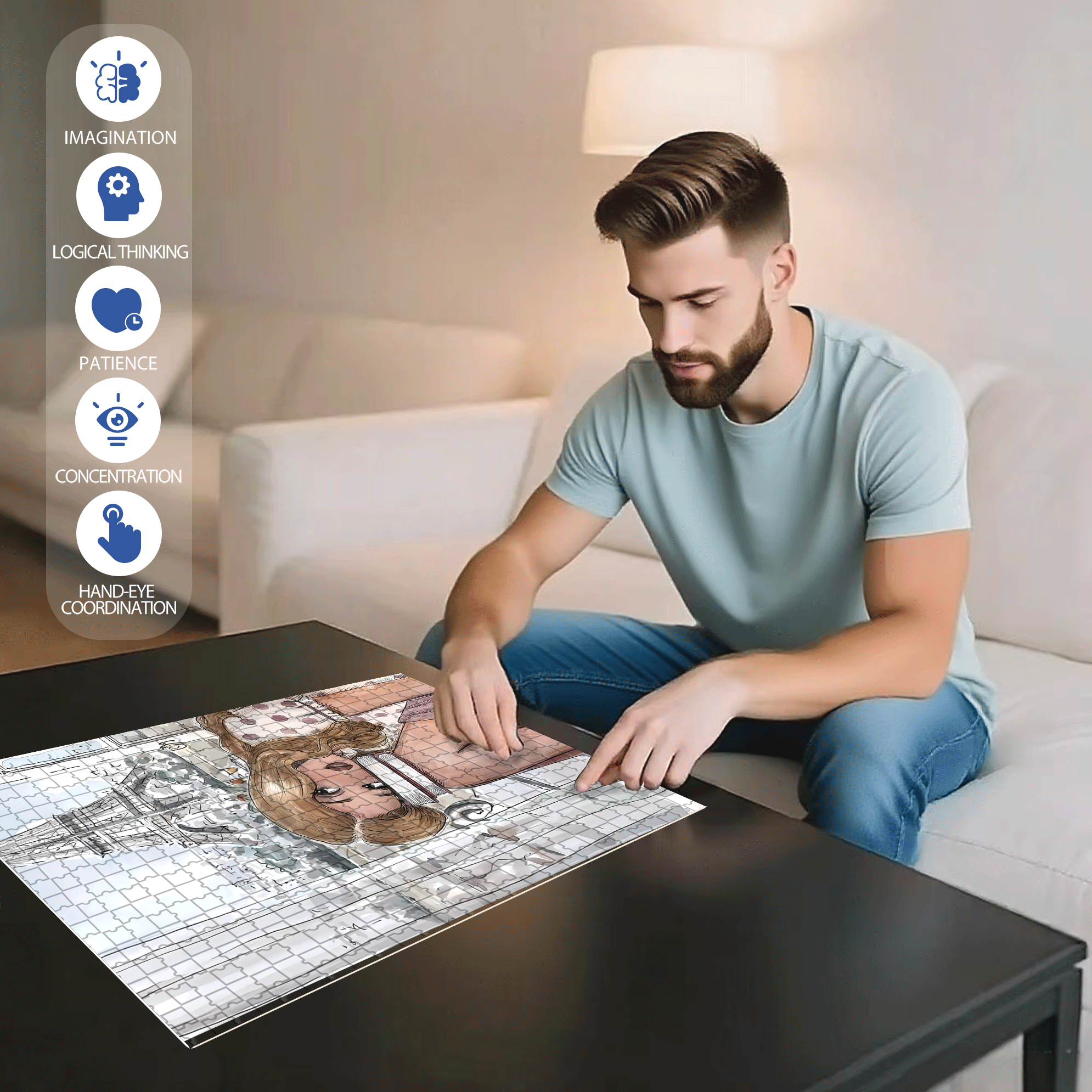 Christina 500pcs/1000pcs Jigsaw Puzzle, Scratch-Resistant, Interactive Family Game & Brain-Boosting DIY Decor, Perfect for Halloween, Christmas & New Year Gifts, Family Puzzle Game