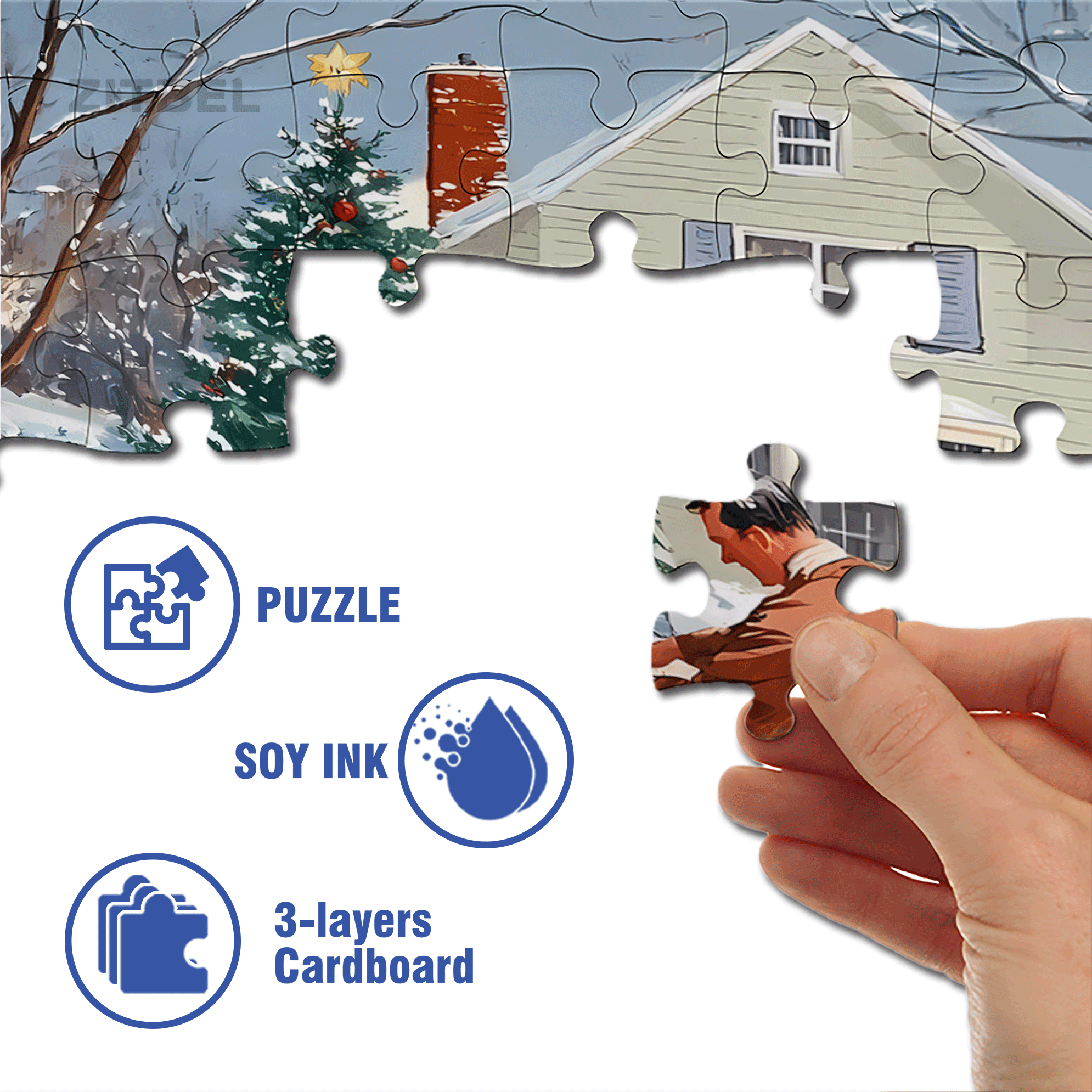 Christmas Eve 2 500pcs/1000pcs Jigsaw Puzzle, Scratch-Resistant, Interactive Family Game & Brain-Boosting DIY Decor, Perfect for Halloween, Christmas & New Year Gifts, Family Puzzle Game