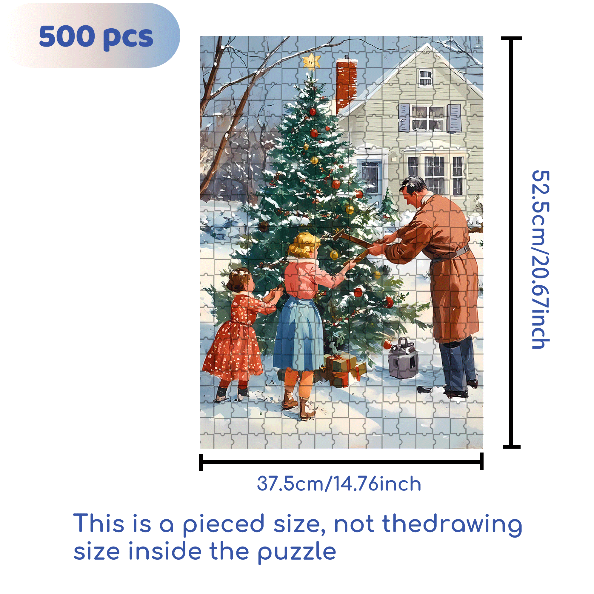 Christmas Eve 2 500pcs/1000pcs Jigsaw Puzzle, Scratch-Resistant, Interactive Family Game & Brain-Boosting DIY Decor, Perfect for Halloween, Christmas & New Year Gifts, Family Puzzle Game