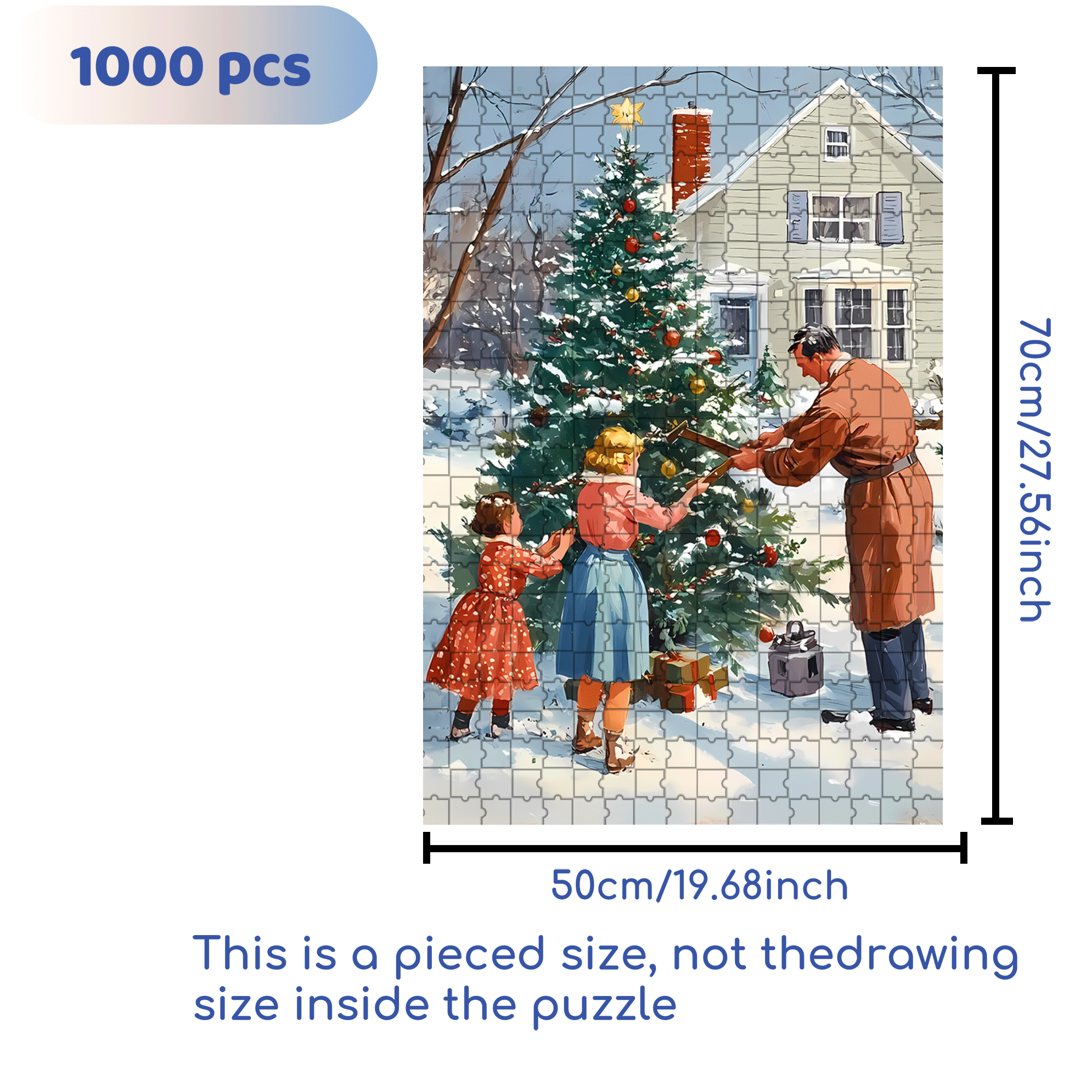 Christmas Eve 2 500pcs/1000pcs Jigsaw Puzzle, Scratch-Resistant, Interactive Family Game & Brain-Boosting DIY Decor, Perfect for Halloween, Christmas & New Year Gifts, Family Puzzle Game
