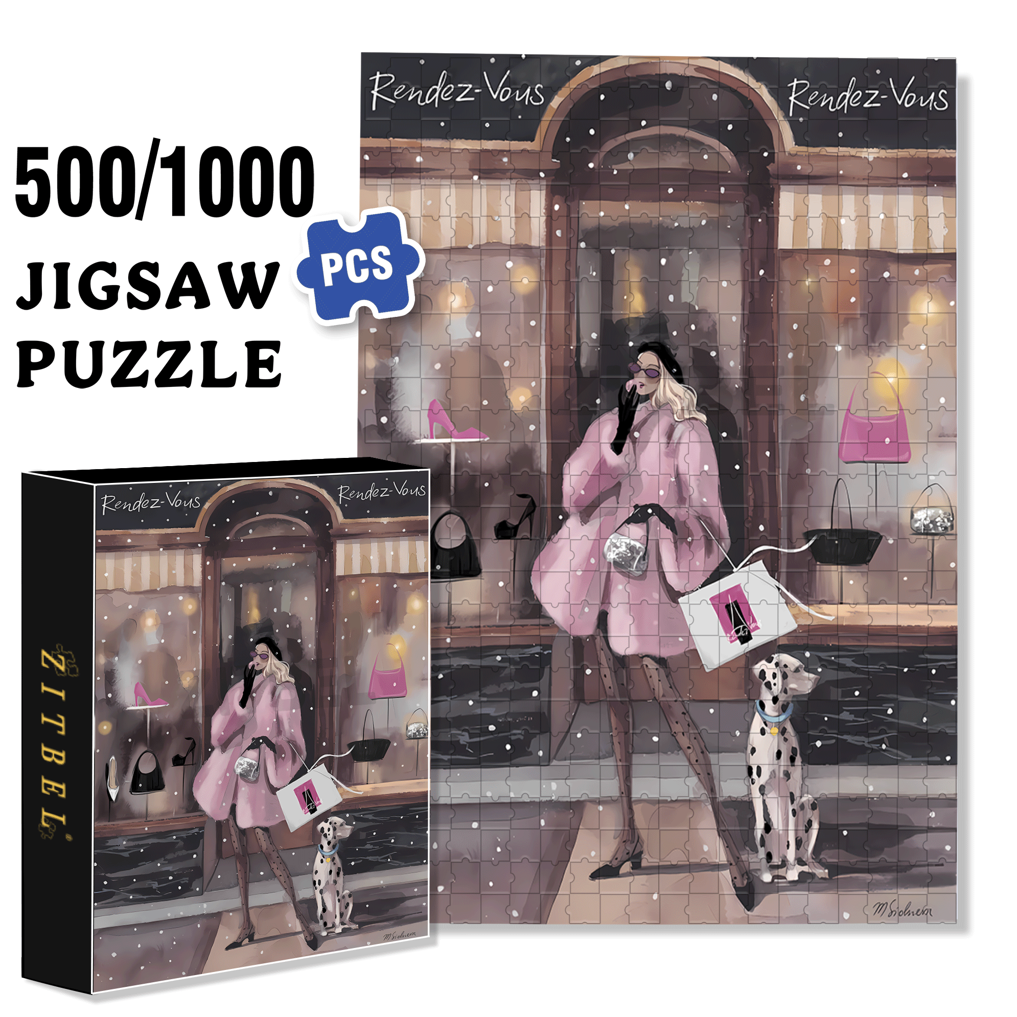 Clothing Store 500pcs/1000pcs Jigsaw Puzzle, Scratch-Resistant, Interactive Family Game & Brain-Boosting DIY Decor, Perfect for Halloween, Christmas & New Year Gifts, Family Puzzle Game