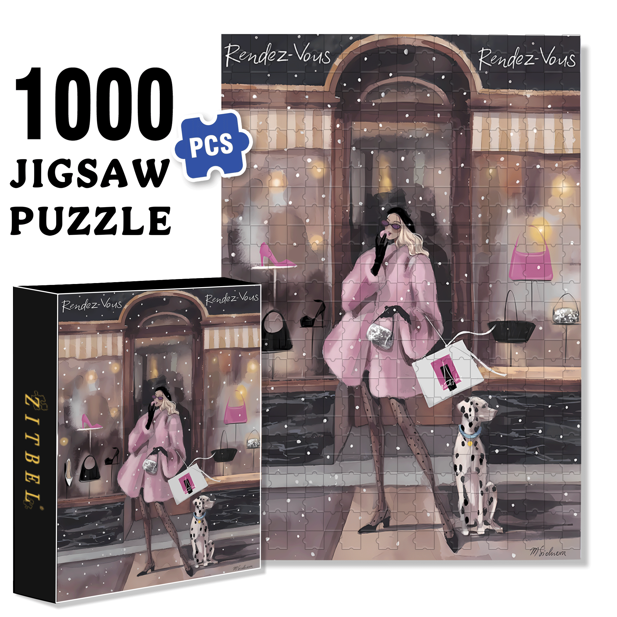 Clothing Store 500pcs/1000pcs Jigsaw Puzzle, Scratch-Resistant, Interactive Family Game & Brain-Boosting DIY Decor, Perfect for Halloween, Christmas & New Year Gifts, Family Puzzle Game