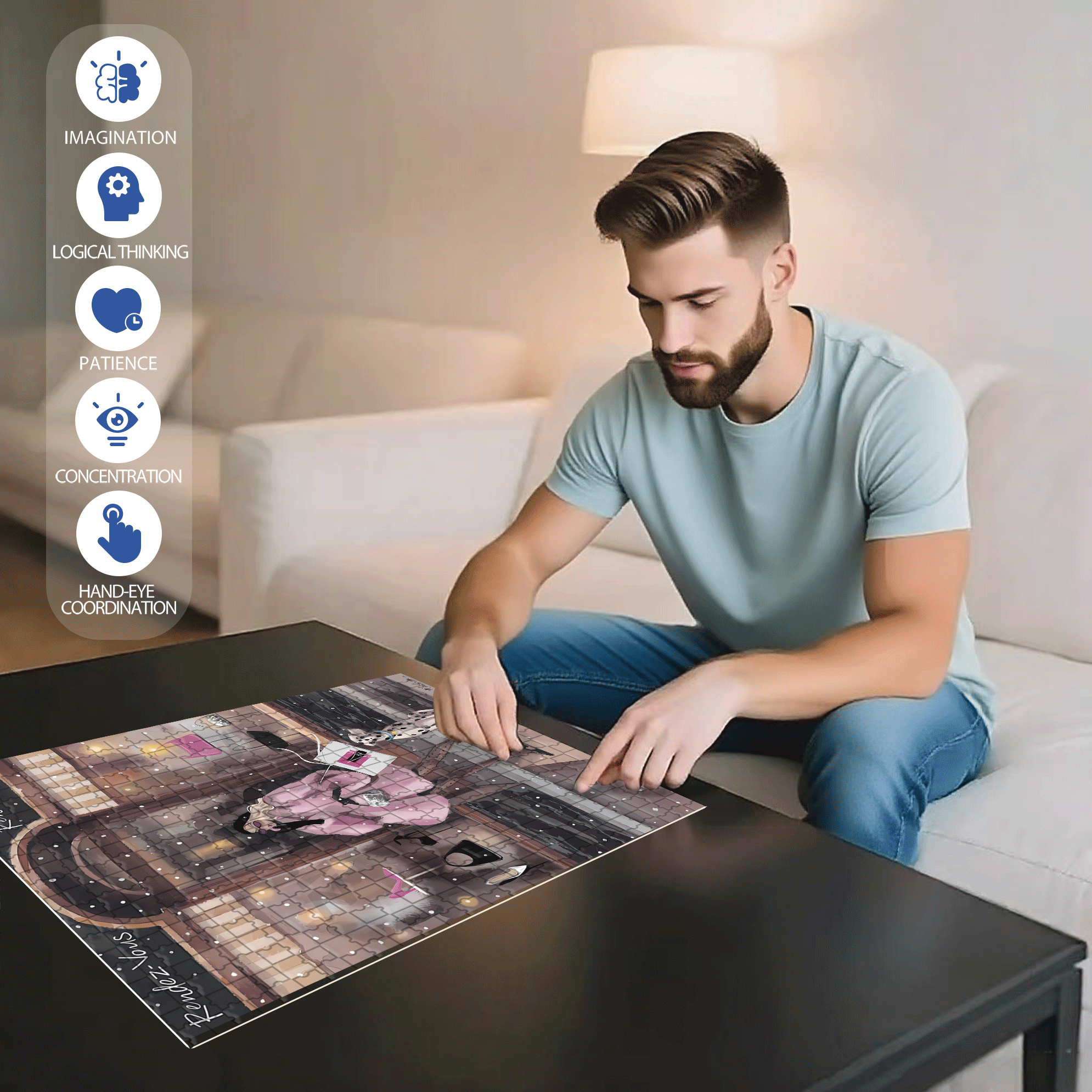 Clothing Store 500pcs/1000pcs Jigsaw Puzzle, Scratch-Resistant, Interactive Family Game & Brain-Boosting DIY Decor, Perfect for Halloween, Christmas & New Year Gifts, Family Puzzle Game