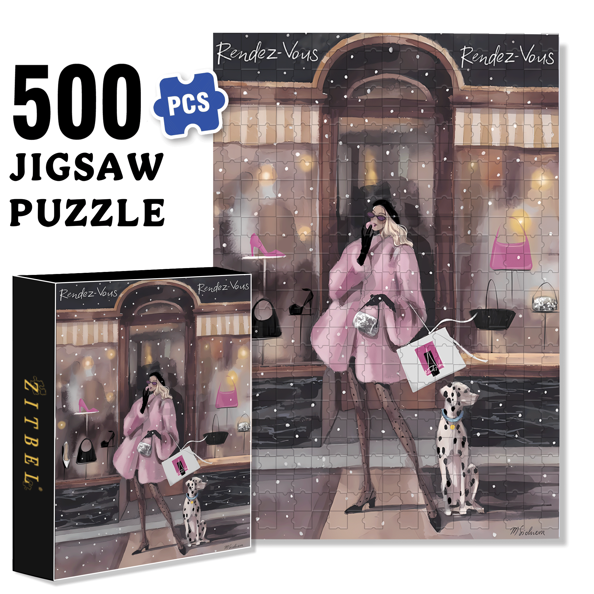 Clothing Store 500pcs/1000pcs Jigsaw Puzzle, Scratch-Resistant, Interactive Family Game & Brain-Boosting DIY Decor, Perfect for Halloween, Christmas & New Year Gifts, Family Puzzle Game
