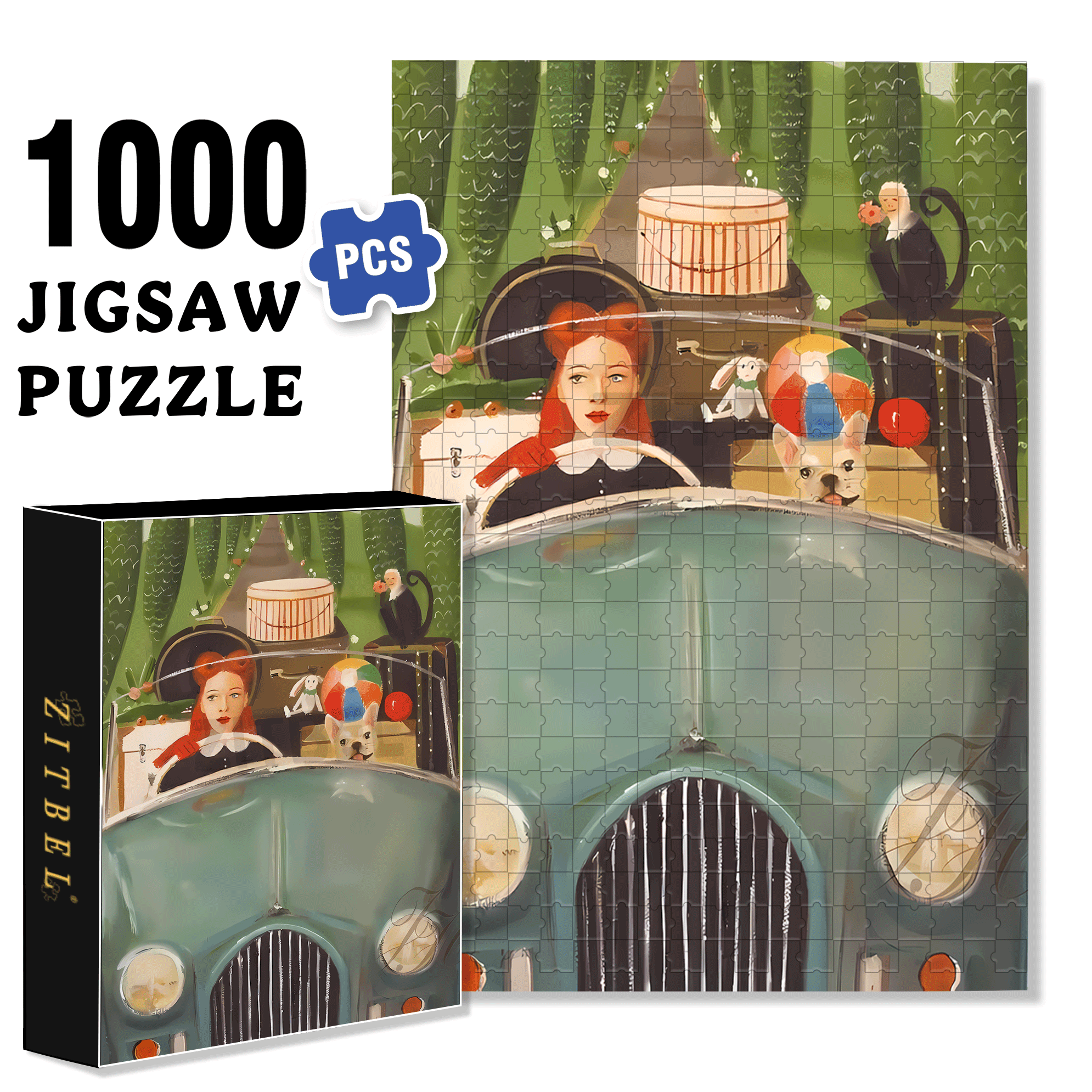 Driving A Car 500pcs/1000pcs Jigsaw Puzzle, Scratch-Resistant, Interactive Family Game & Brain-Boosting DIY Decor, Perfect for Halloween, Christmas & New Year Gifts, Family Puzzle Game