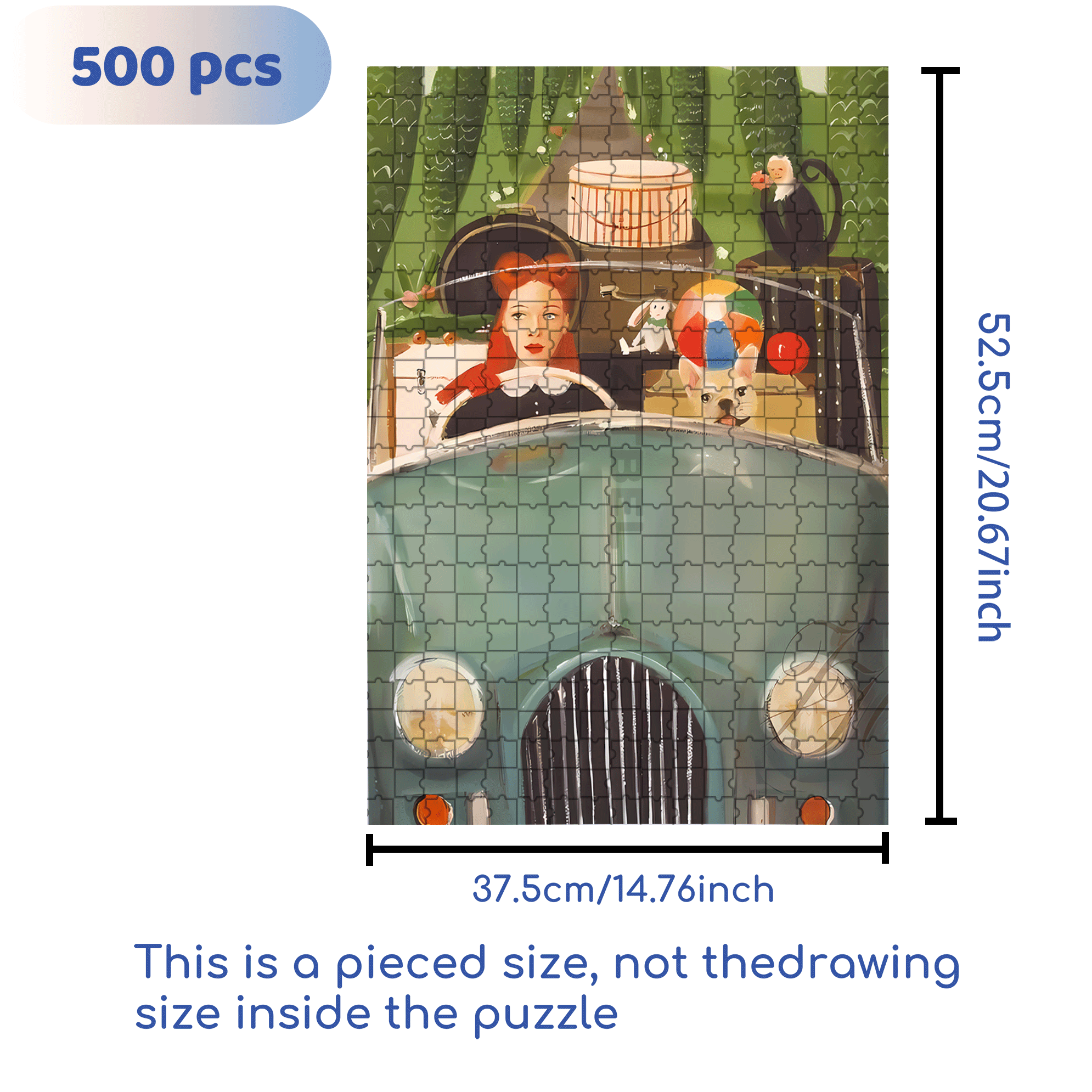 Driving A Car 500pcs/1000pcs Jigsaw Puzzle, Scratch-Resistant, Interactive Family Game & Brain-Boosting DIY Decor, Perfect for Halloween, Christmas & New Year Gifts, Family Puzzle Game