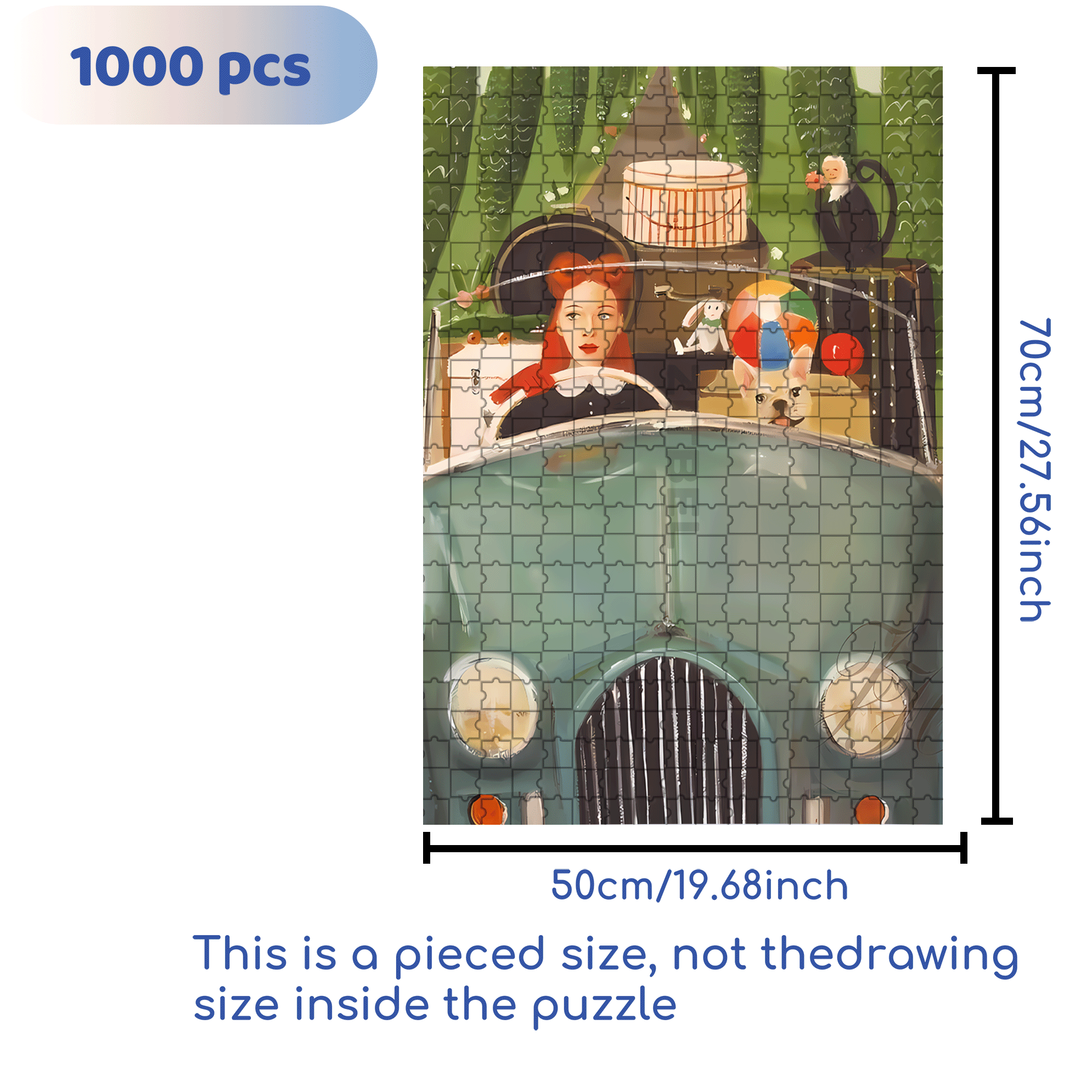 Driving A Car 500pcs/1000pcs Jigsaw Puzzle, Scratch-Resistant, Interactive Family Game & Brain-Boosting DIY Decor, Perfect for Halloween, Christmas & New Year Gifts, Family Puzzle Game