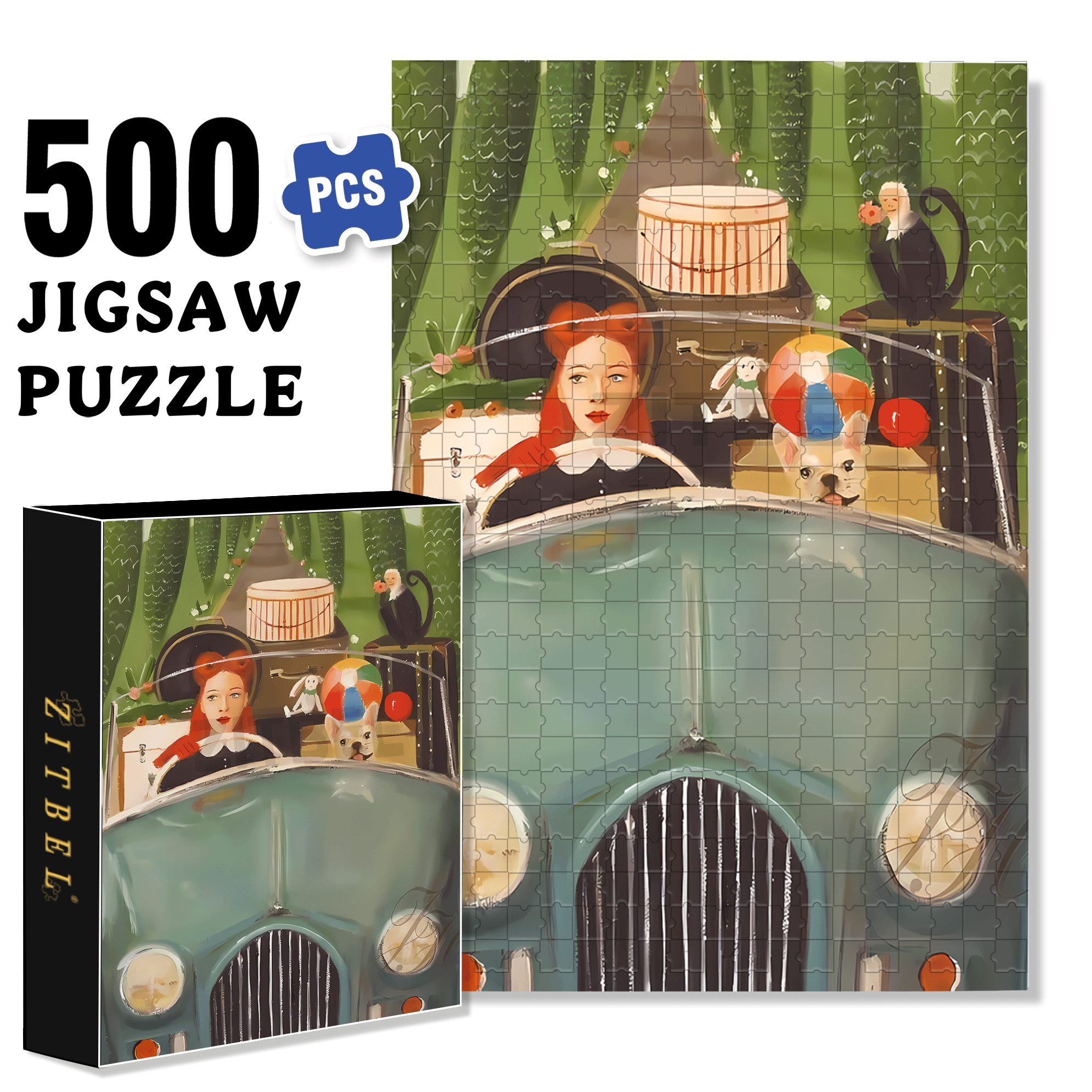 Driving A Car 500pcs/1000pcs Jigsaw Puzzle, Scratch-Resistant, Interactive Family Game & Brain-Boosting DIY Decor, Perfect for Halloween, Christmas & New Year Gifts, Family Puzzle Game