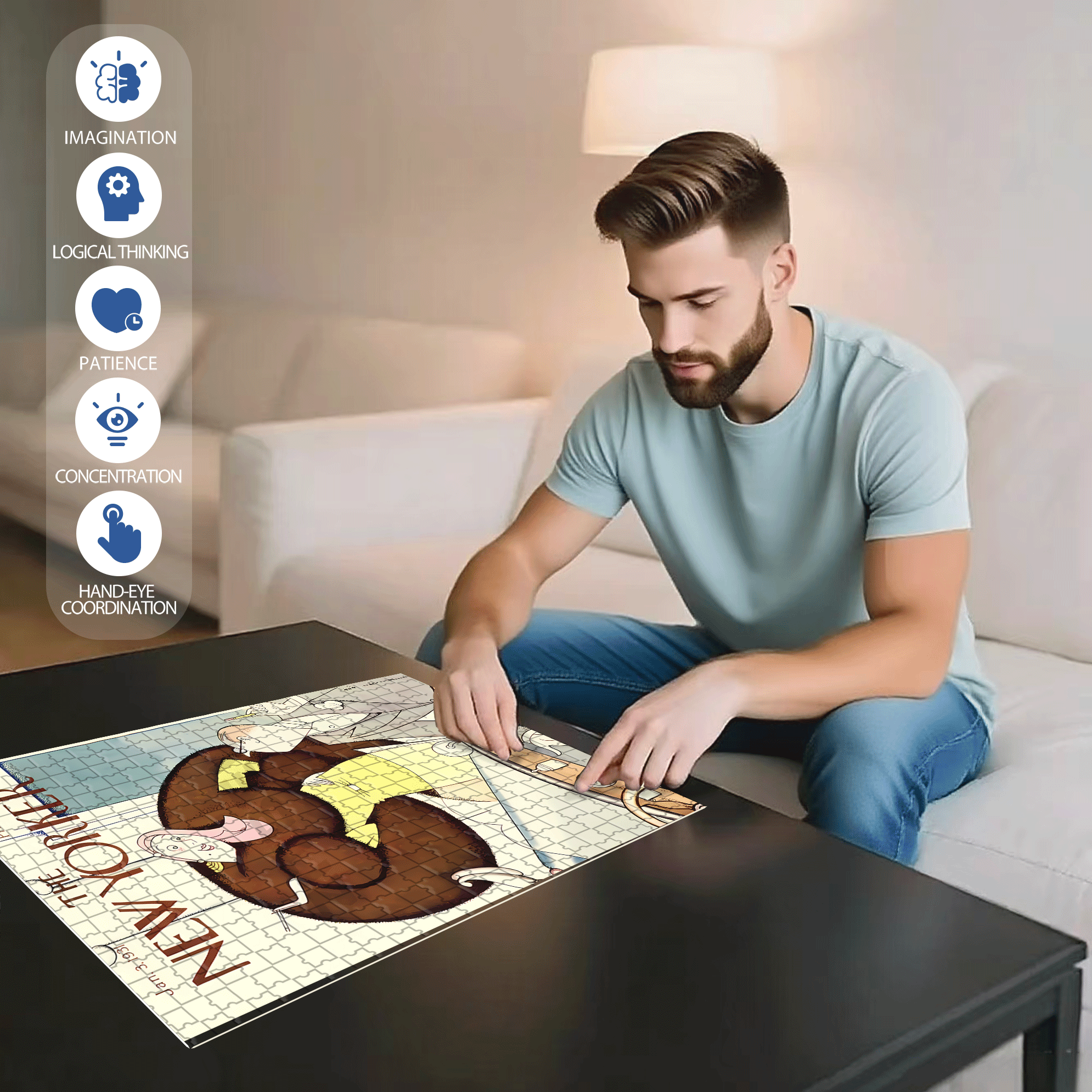 Exaggerated Scarf 500pcs/1000pcs Jigsaw Puzzle, Scratch-Resistant, Interactive Family Game & Brain-Boosting DIY Decor, Perfect for Halloween, Christmas & New Year Gifts, Family Puzzle Game