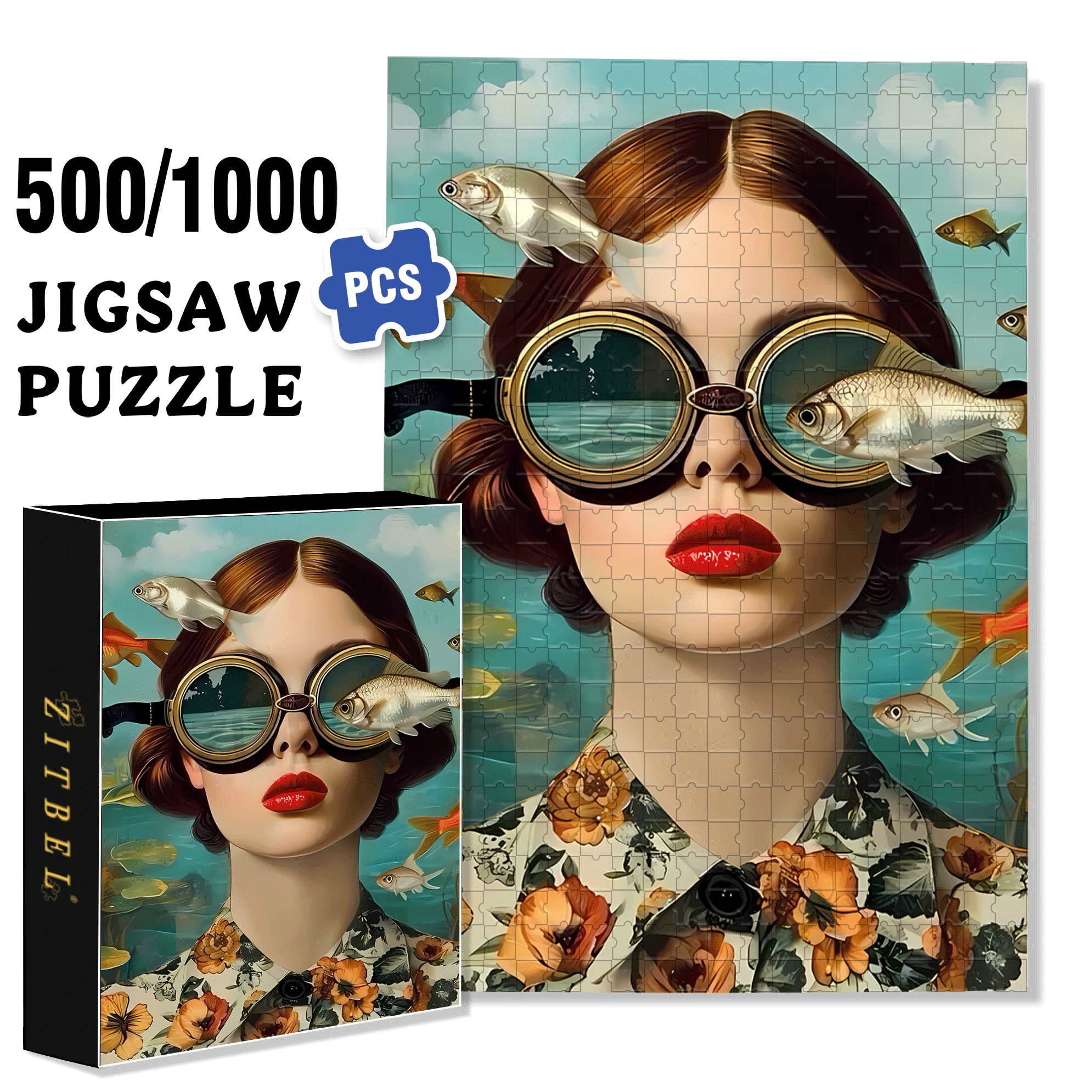 Fiery Red Lips 500pcs/1000pcs Jigsaw Puzzle, Scratch-Resistant, Interactive Family Game & Brain-Boosting DIY Decor, Perfect for Halloween, Christmas & New Year Gifts, Family Puzzle Game