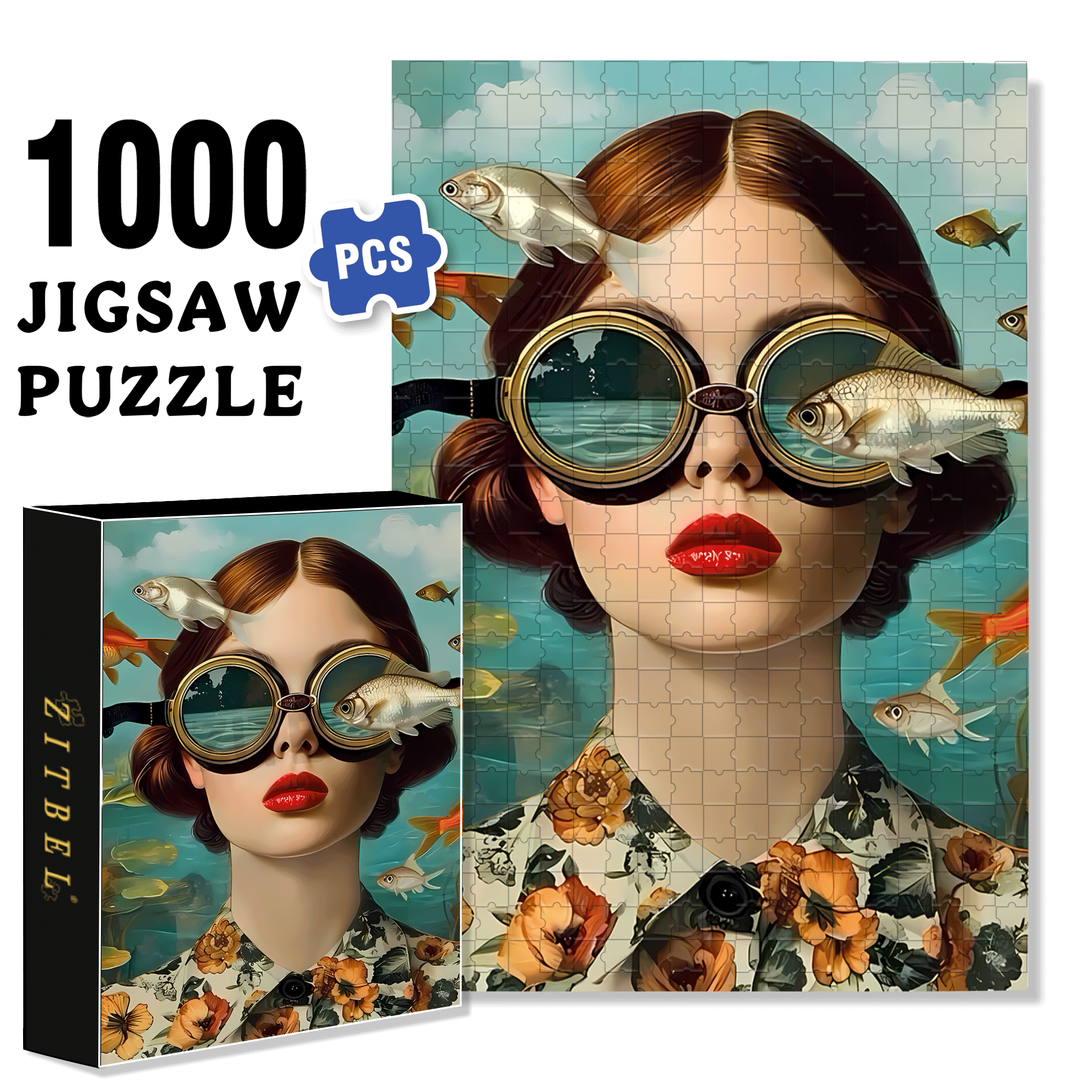 Fiery Red Lips 500pcs/1000pcs Jigsaw Puzzle, Scratch-Resistant, Interactive Family Game & Brain-Boosting DIY Decor, Perfect for Halloween, Christmas & New Year Gifts, Family Puzzle Game