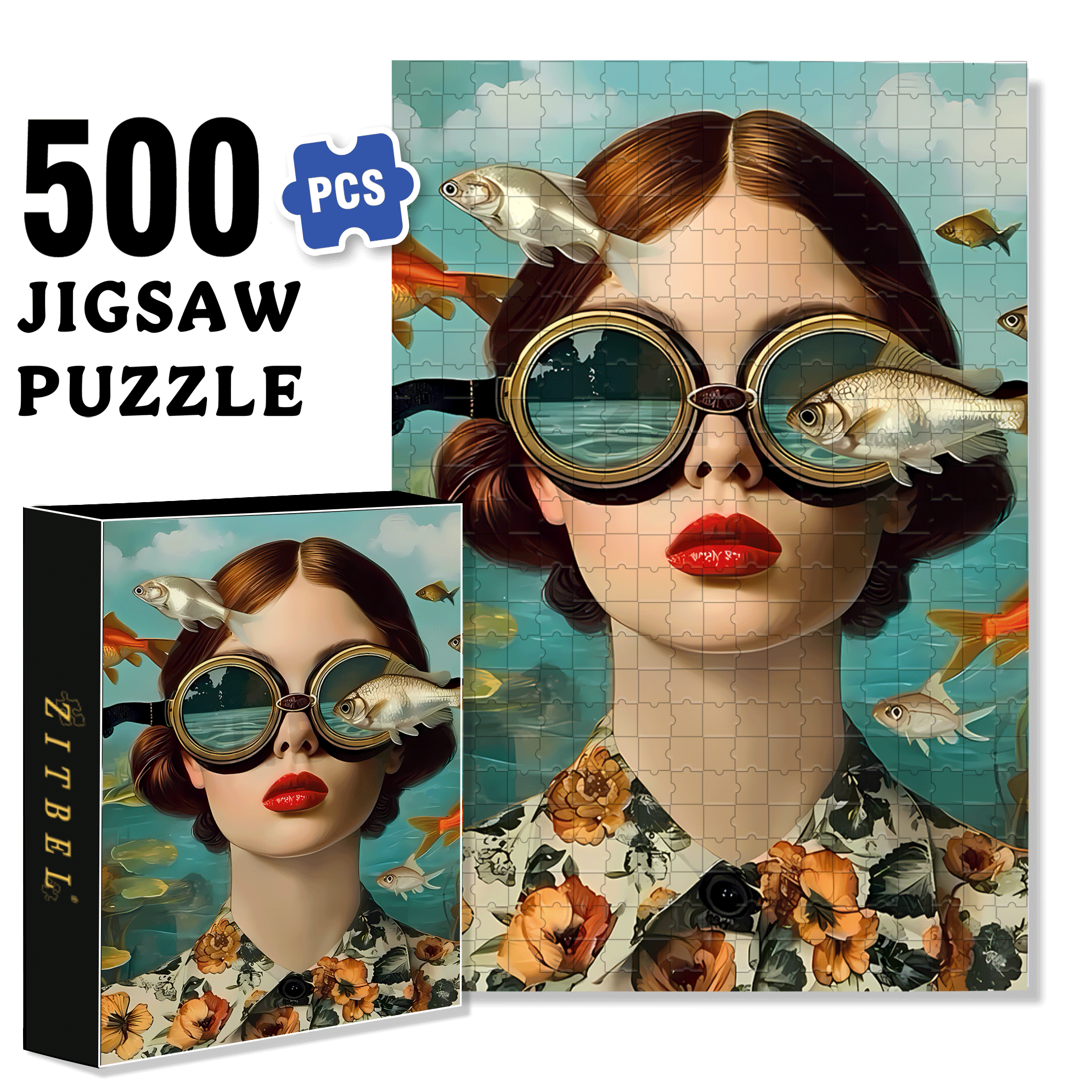 Fiery Red Lips 500pcs/1000pcs Jigsaw Puzzle, Scratch-Resistant, Interactive Family Game & Brain-Boosting DIY Decor, Perfect for Halloween, Christmas & New Year Gifts, Family Puzzle Game