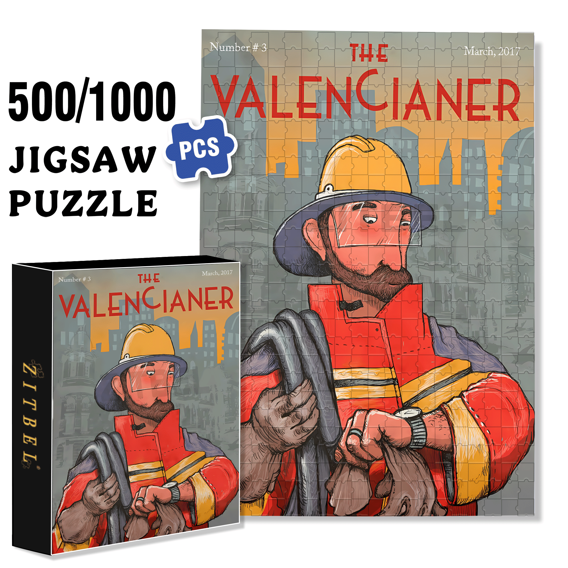Firefighters 500pcs/1000pcs Jigsaw Puzzle, Scratch-Resistant, Interactive Family Game & Brain-Boosting DIY Decor, Perfect for Halloween, Christmas & New Year Gifts, Family Puzzle Game