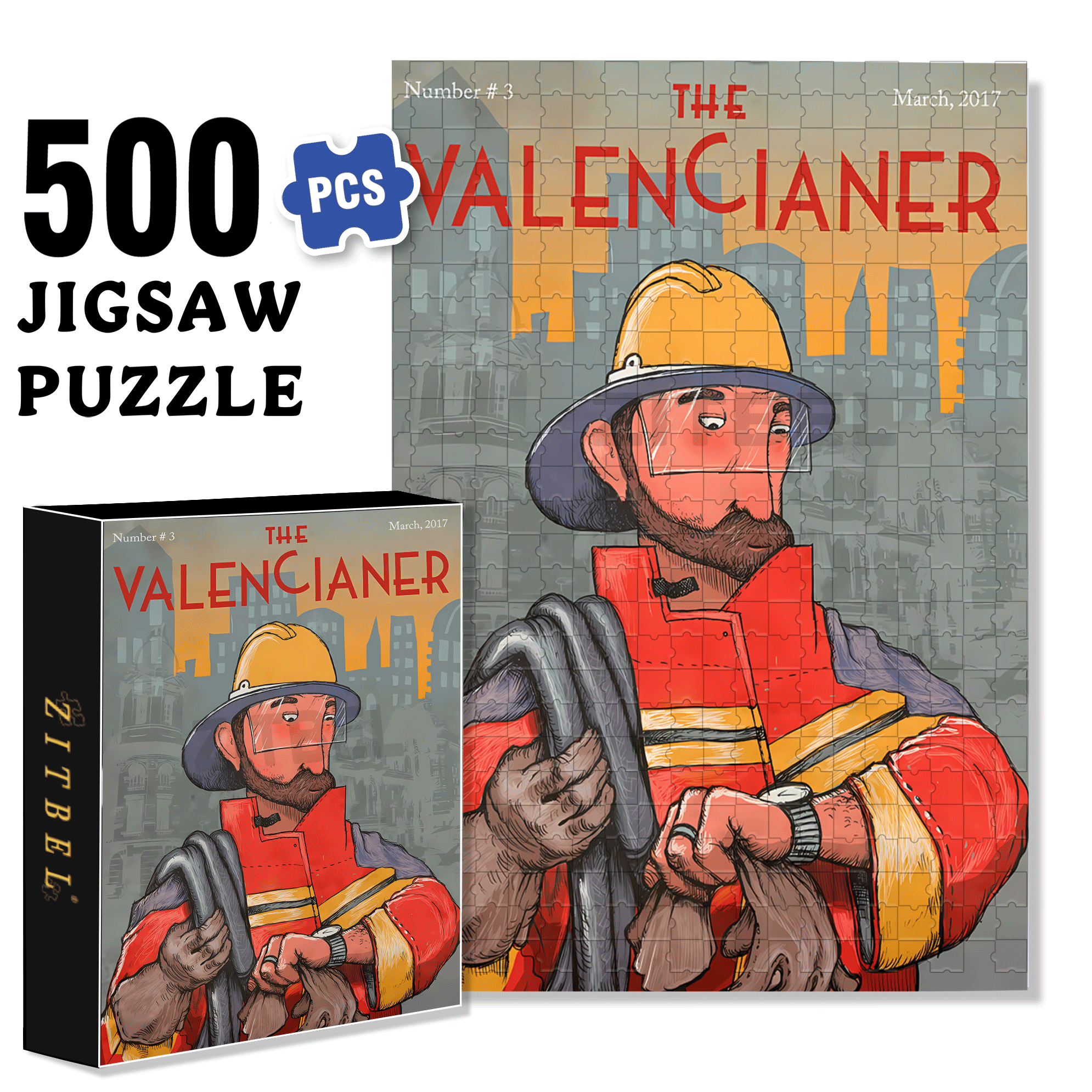 Firefighters 500pcs/1000pcs Jigsaw Puzzle, Scratch-Resistant, Interactive Family Game & Brain-Boosting DIY Decor, Perfect for Halloween, Christmas & New Year Gifts, Family Puzzle Game