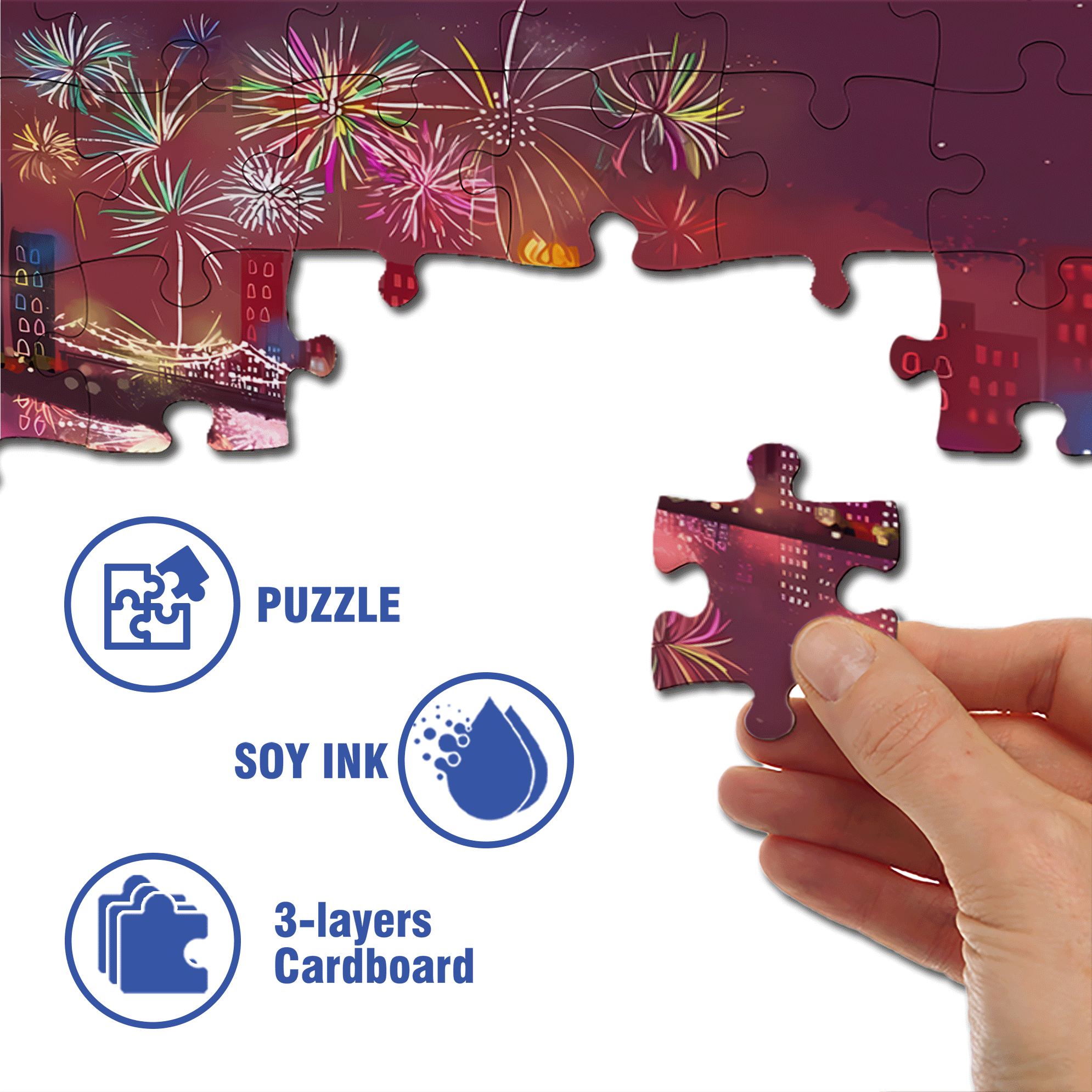 Fireworks And The Statue of Liberty 500pcs/1000pcs Jigsaw Puzzle, Scratch-Resistant, Interactive Family Game & Brain-Boosting DIY Decor, Perfect for Halloween, Christmas & New Year Gifts, Family Puzzle Game
